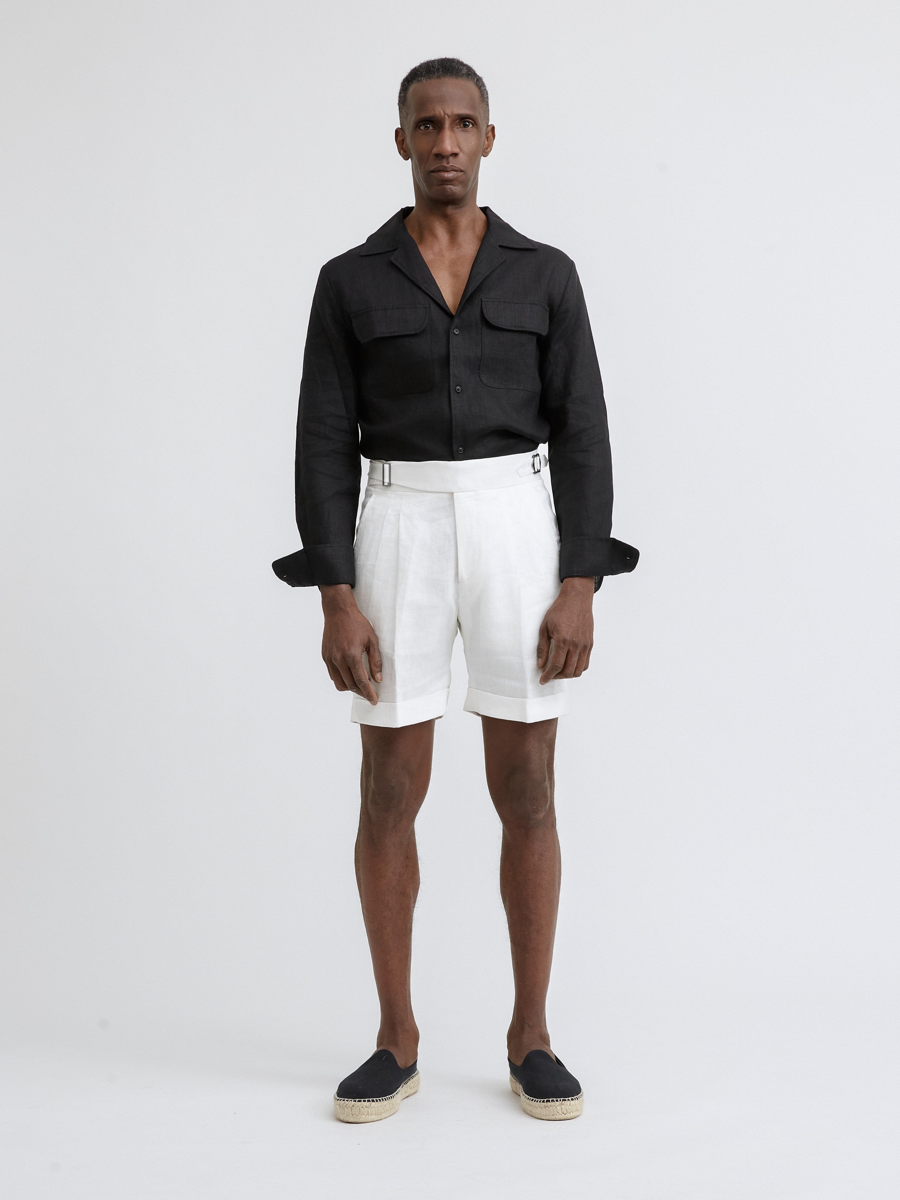 White Linen Gurkha Shorts - Grand Le Mar