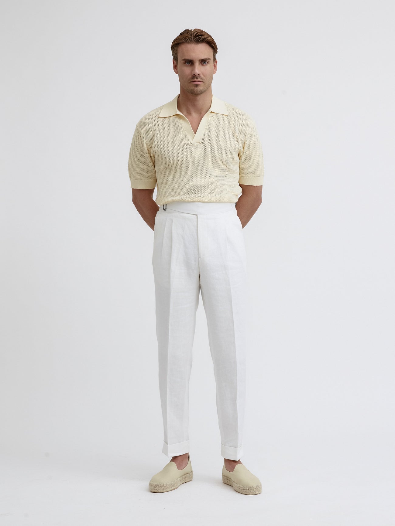 White Linen Gurkha Trousers - Grand Le Mar