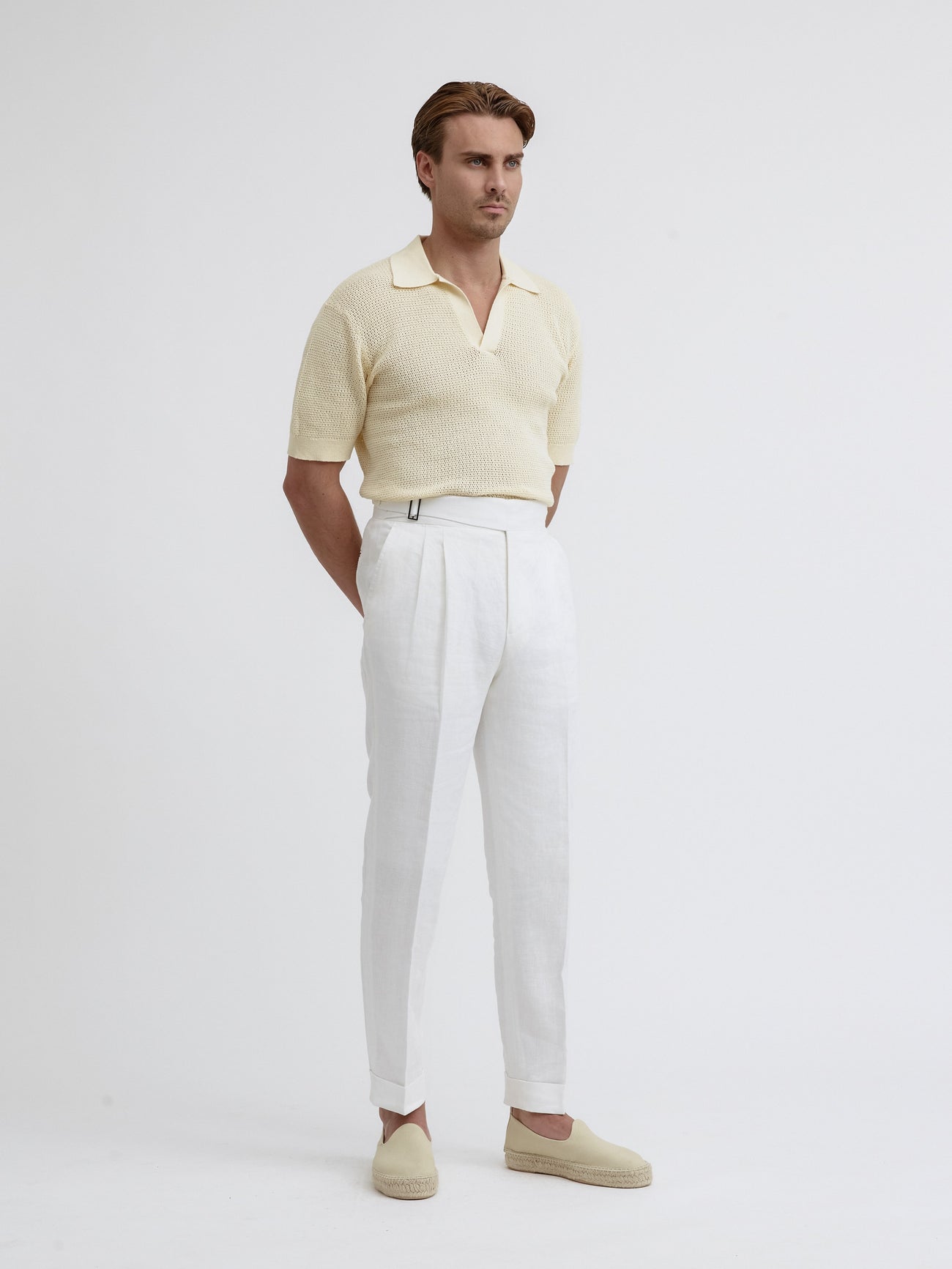 White Linen Gurkha Trousers - Grand Le Mar