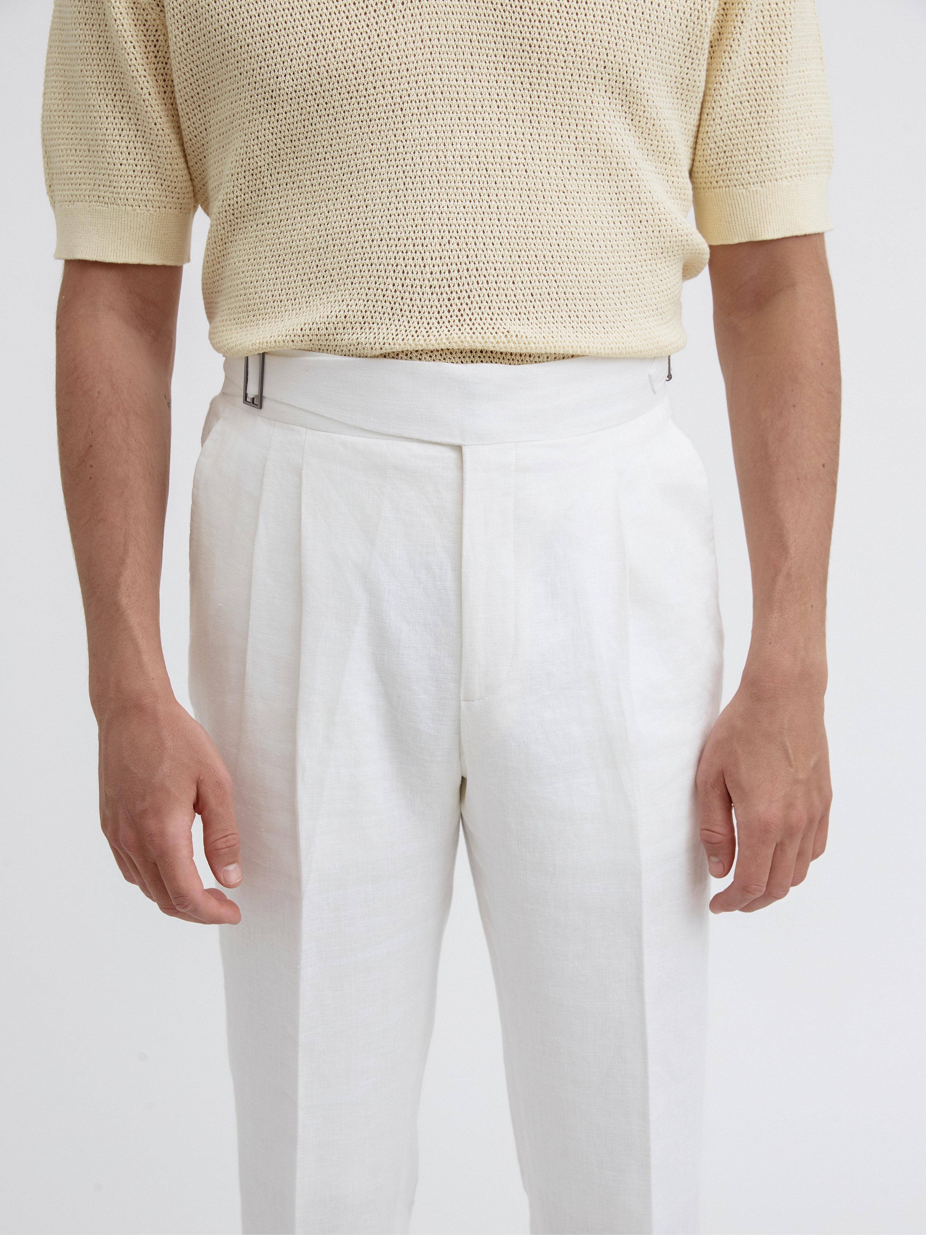 White Linen Gurkha Trousers - Grand Le Mar