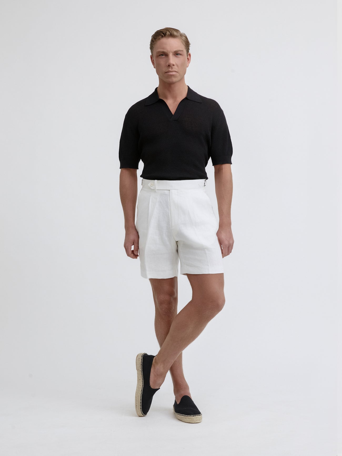 White Linen Oscar Shorts (Wide Fit) - Grand Le Mar