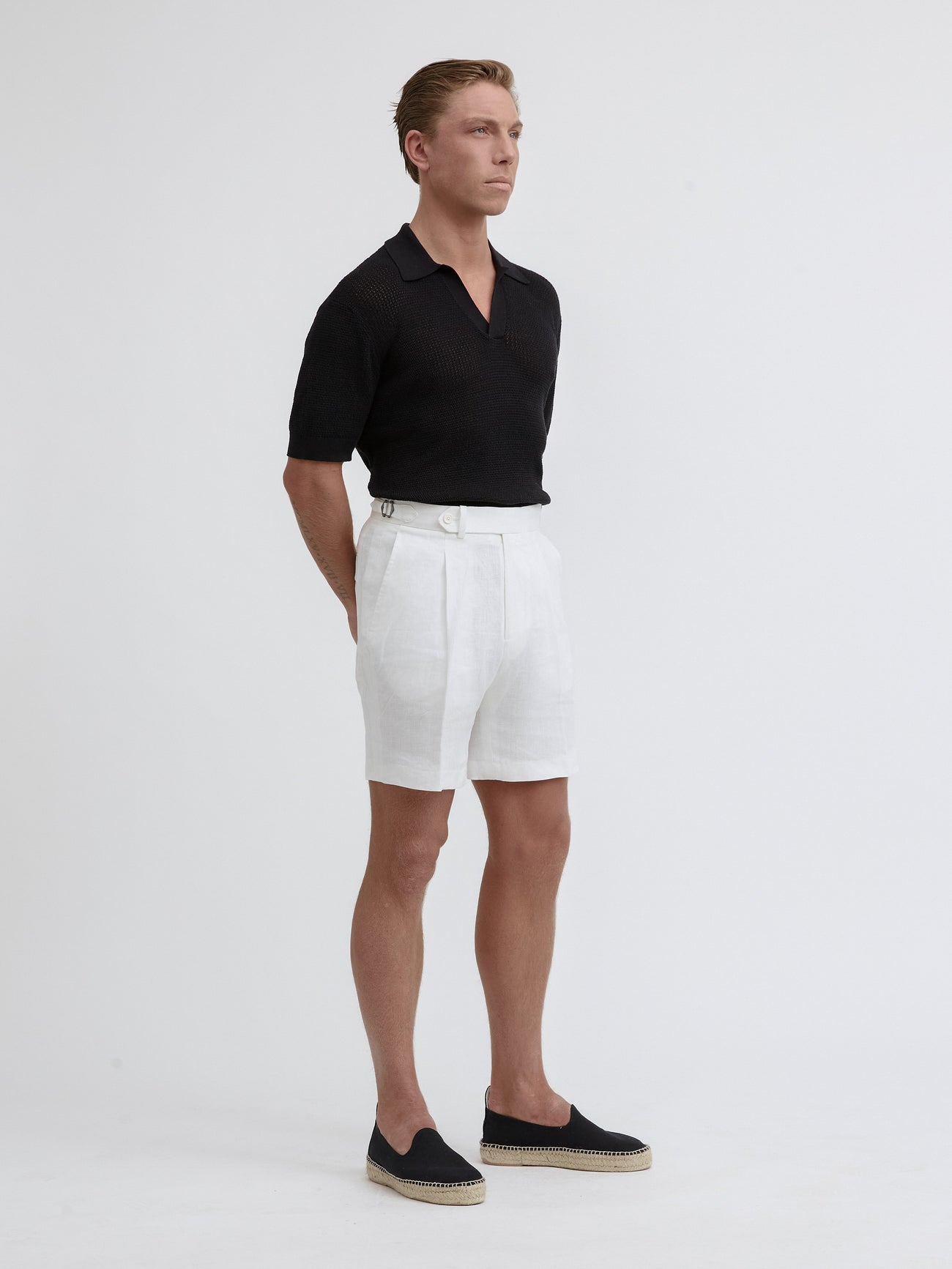 White Linen Oscar Shorts (Wide Fit) - Grand Le Mar