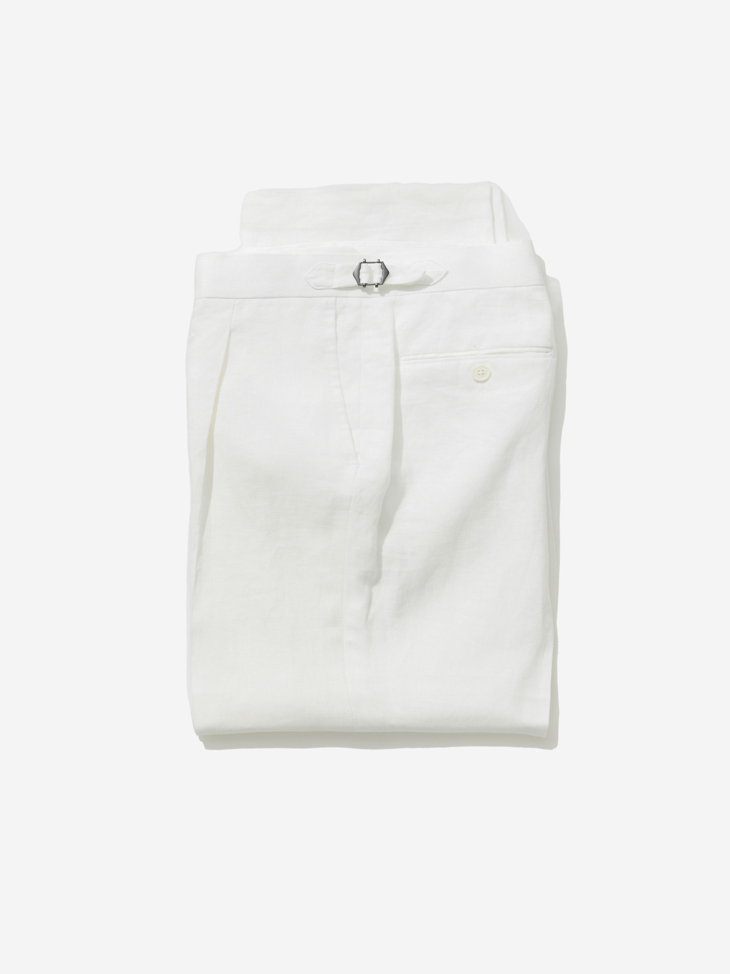 White Linen Oscar Trousers (Wide Fit) - Grand Le Mar