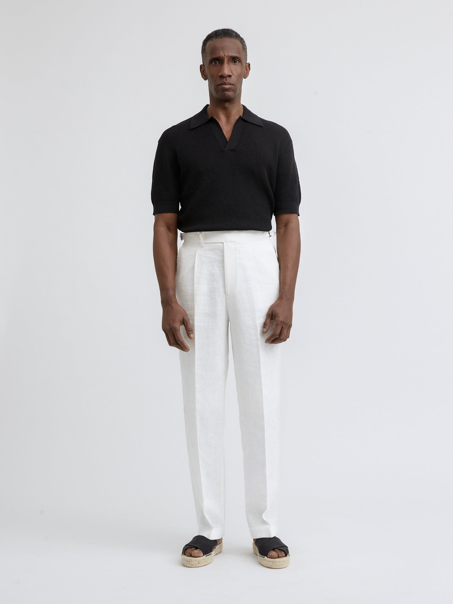 White Linen Oscar Trousers (Wide Fit) - Grand Le Mar