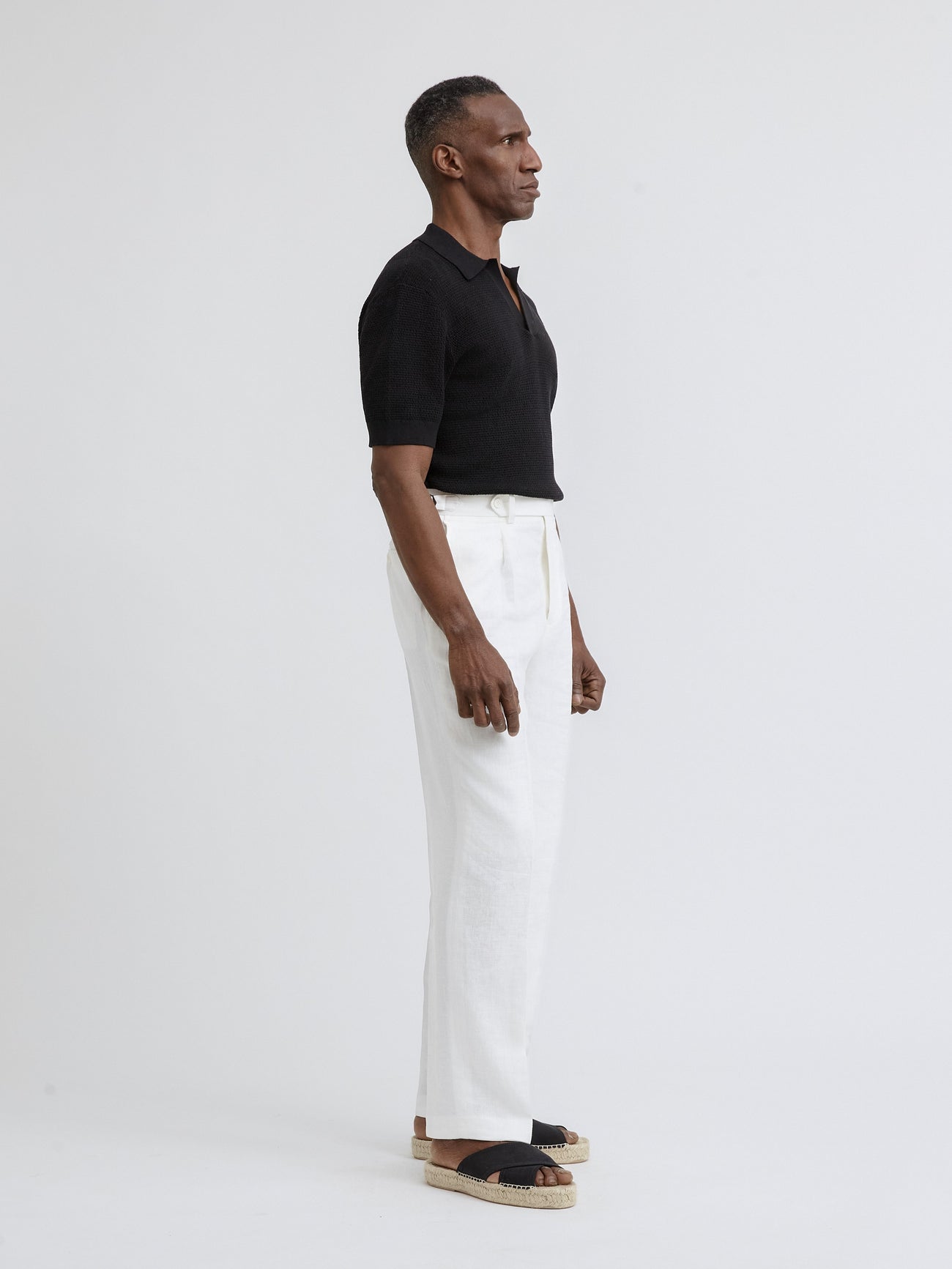 White Linen Oscar Trousers (Wide Fit) - Grand Le Mar