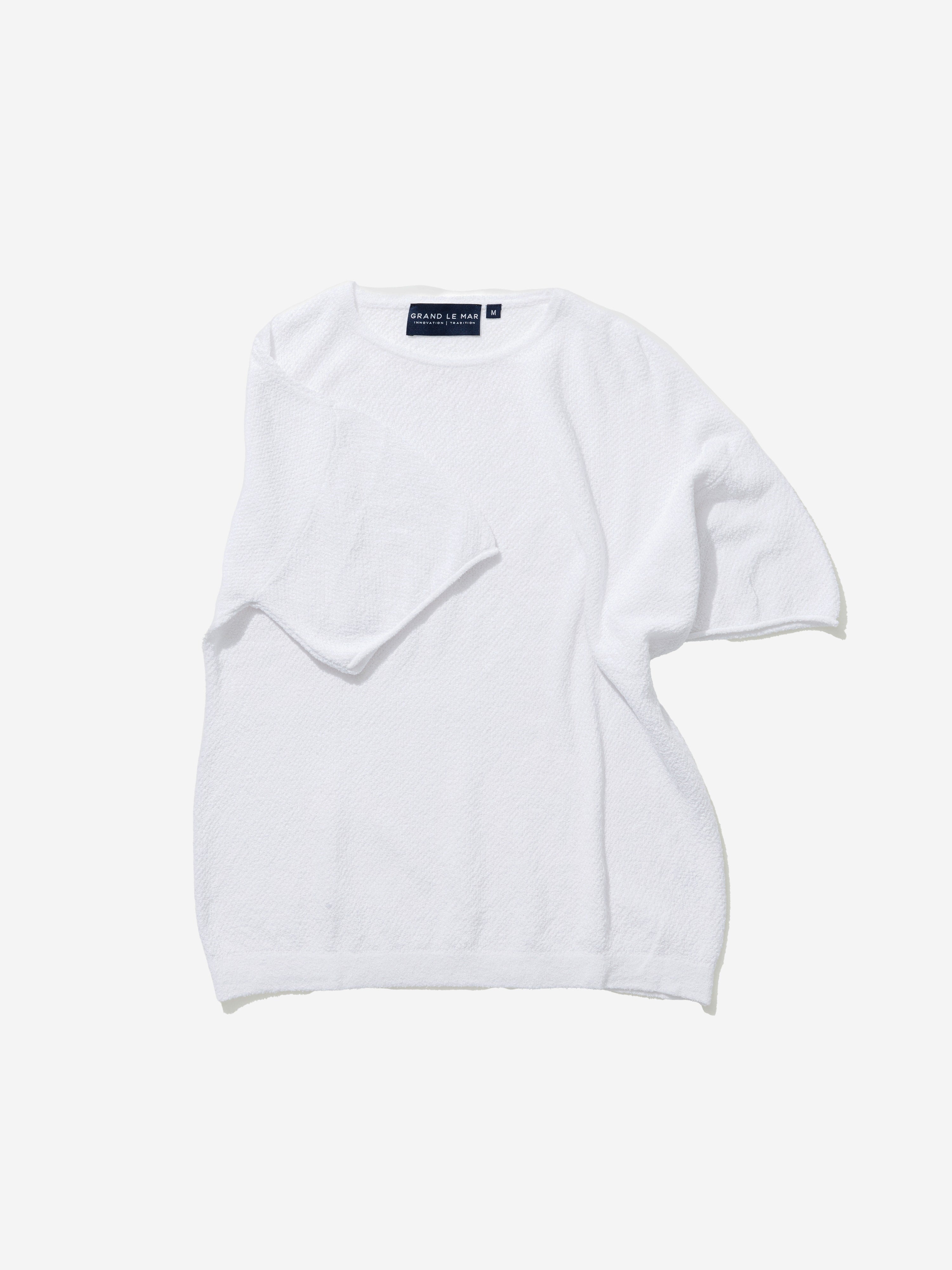 White Oversized Bouclé T-Shirt - Grand Le Mar