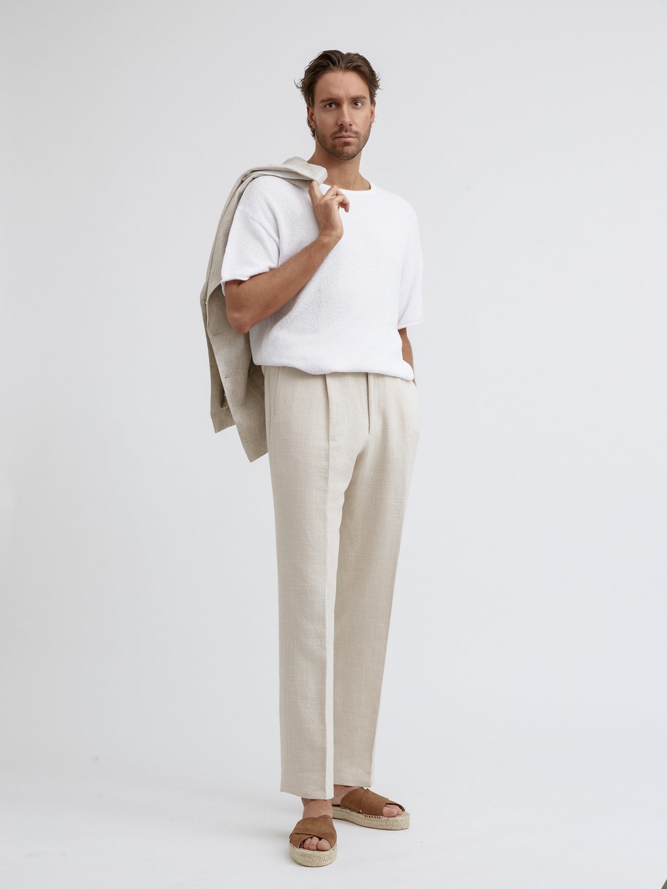 White Oversized Bouclé T-Shirt - Grand Le Mar