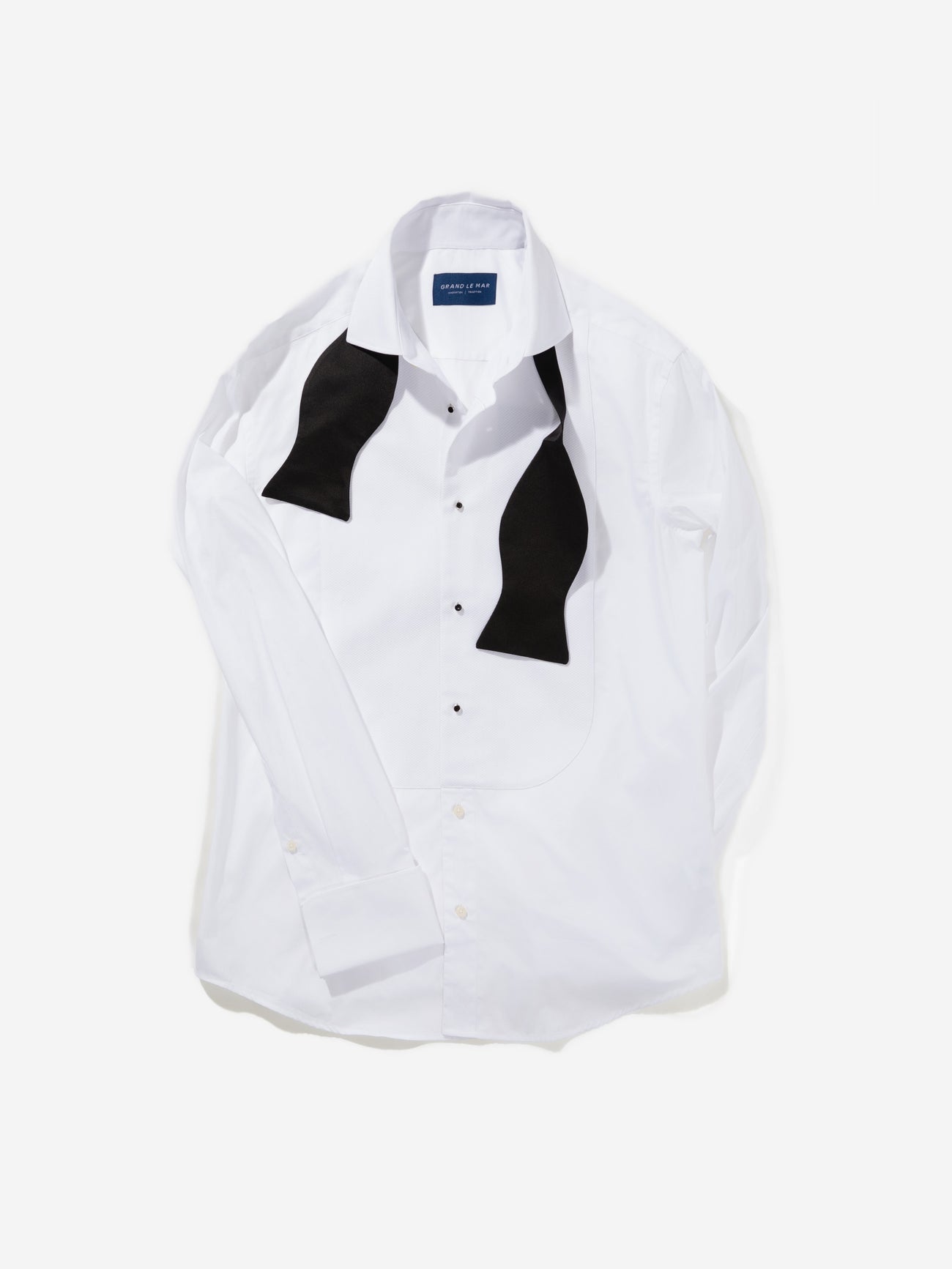 White Piqué Tuxedo Shirt (Pre-Order) - Grand Le Mar