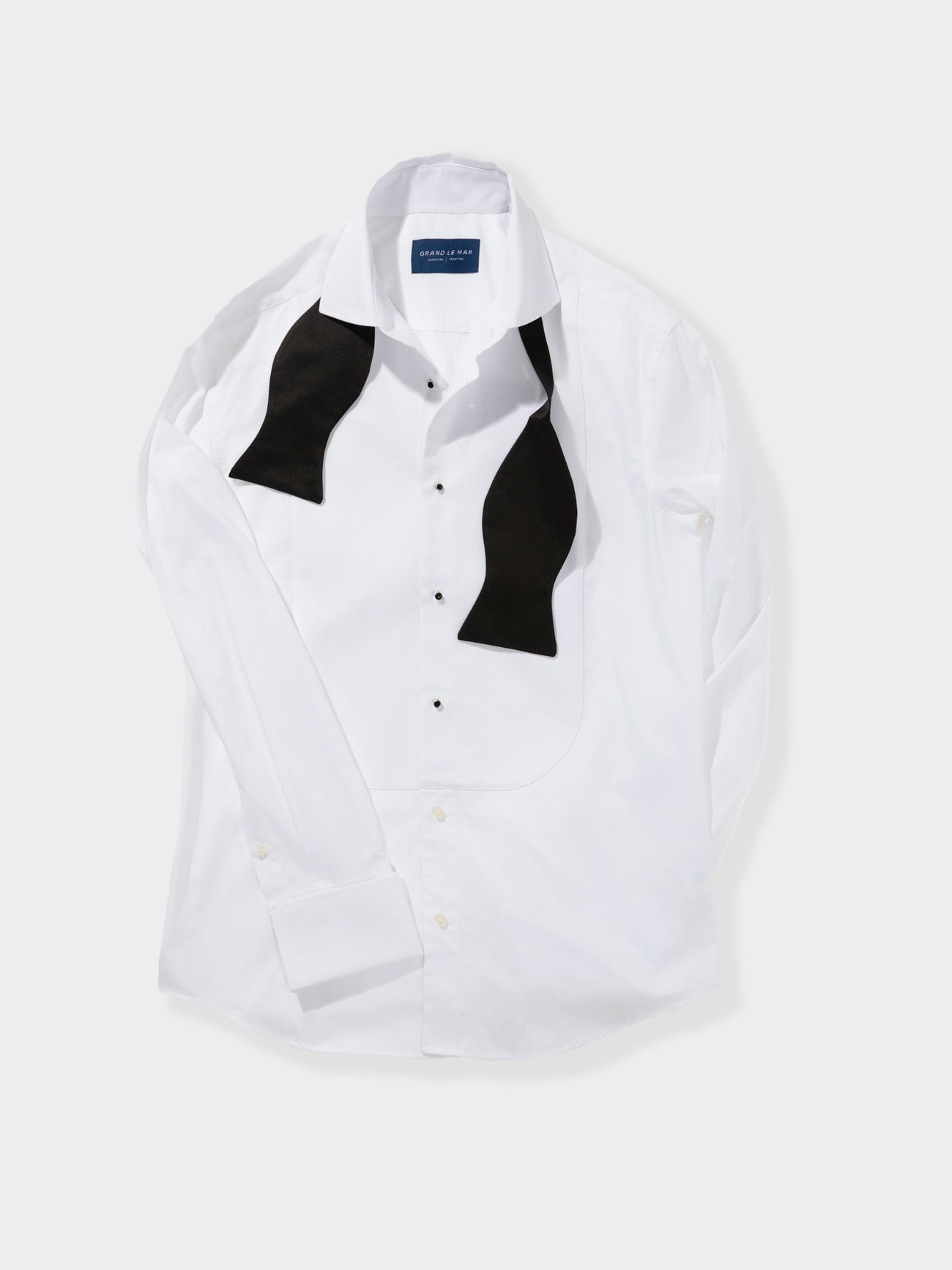White Piqué Tuxedo Shirt - Grand Le Mar