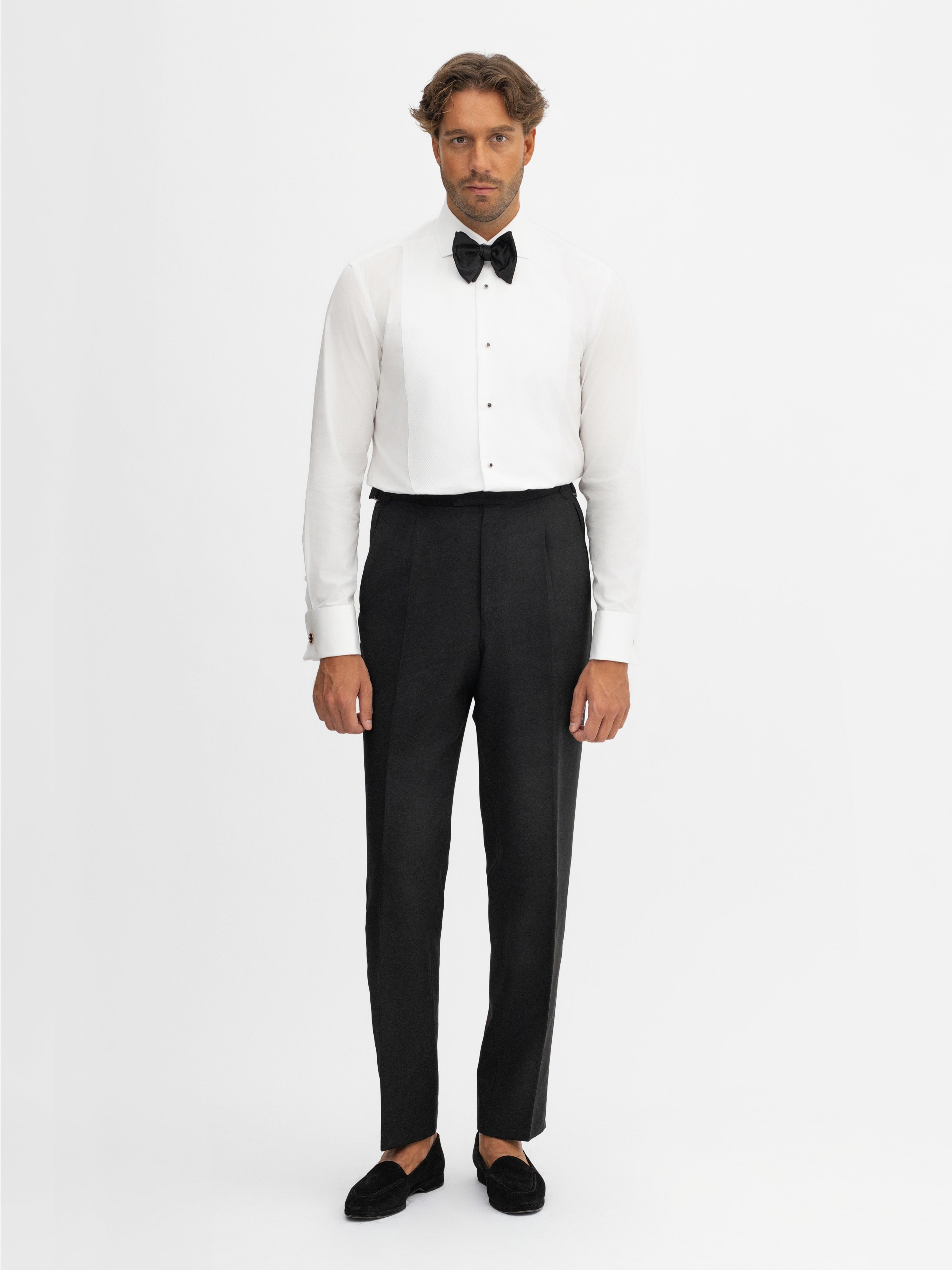 White Piqué Tuxedo Shirt - Grand Le Mar