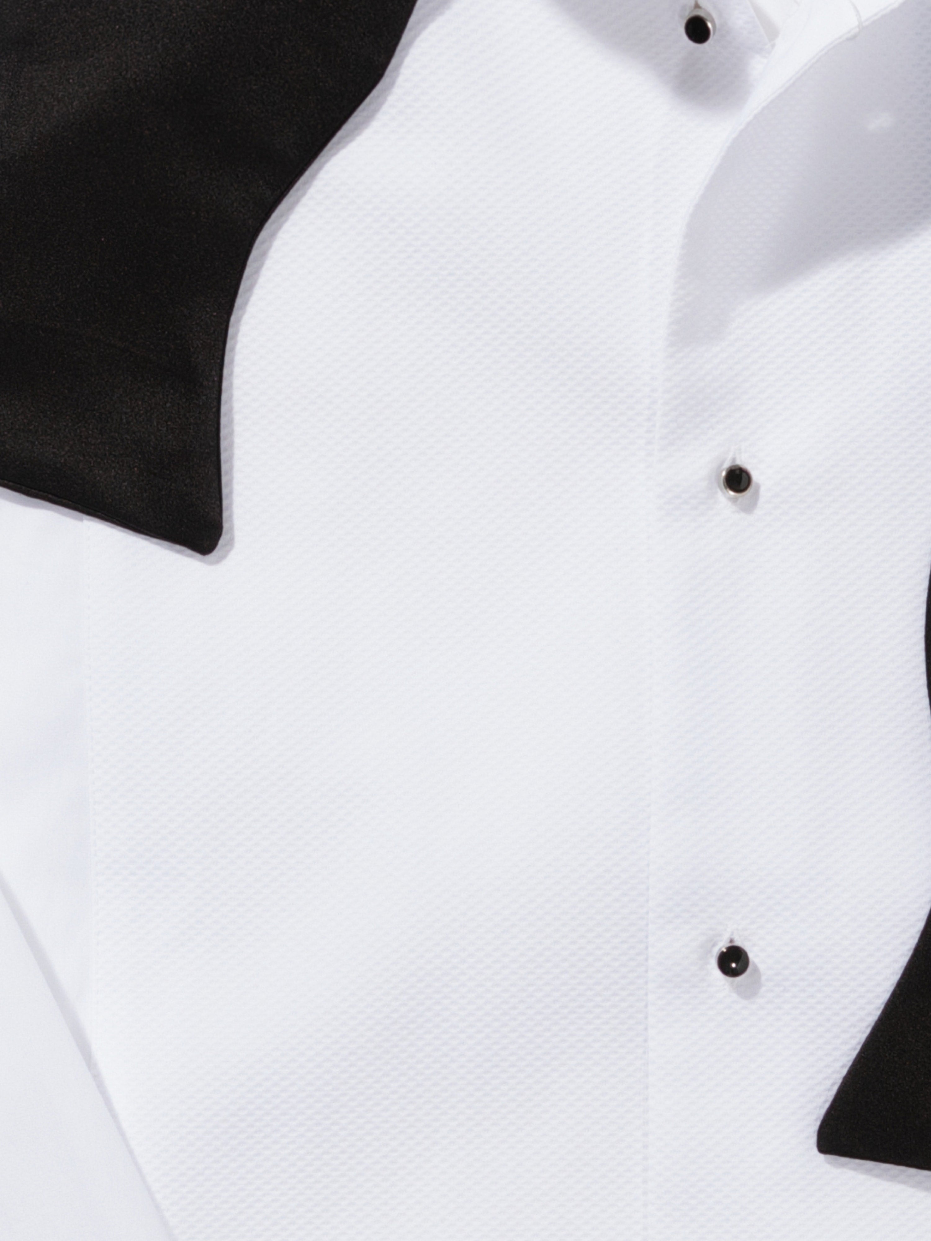 White Piqué Tuxedo Shirt - Grand Le Mar