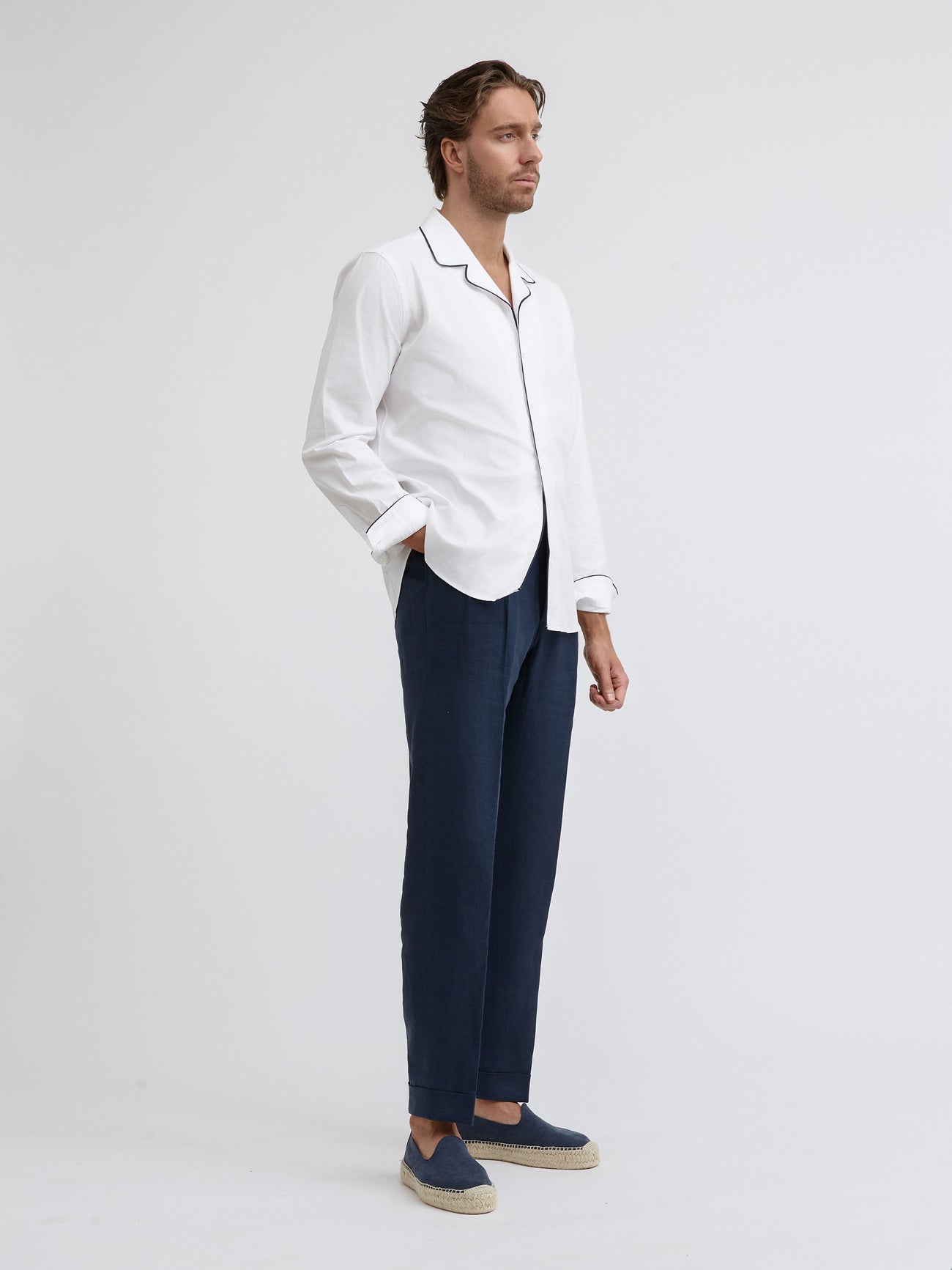 Riviera Piped White Shirt - Grand Le Mar