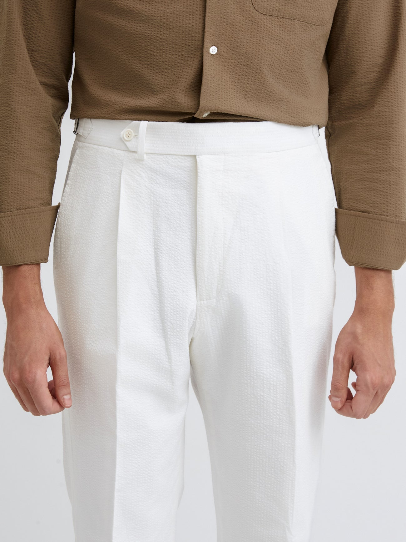 White Seersucker Oscar Trousers - Grand Le Mar