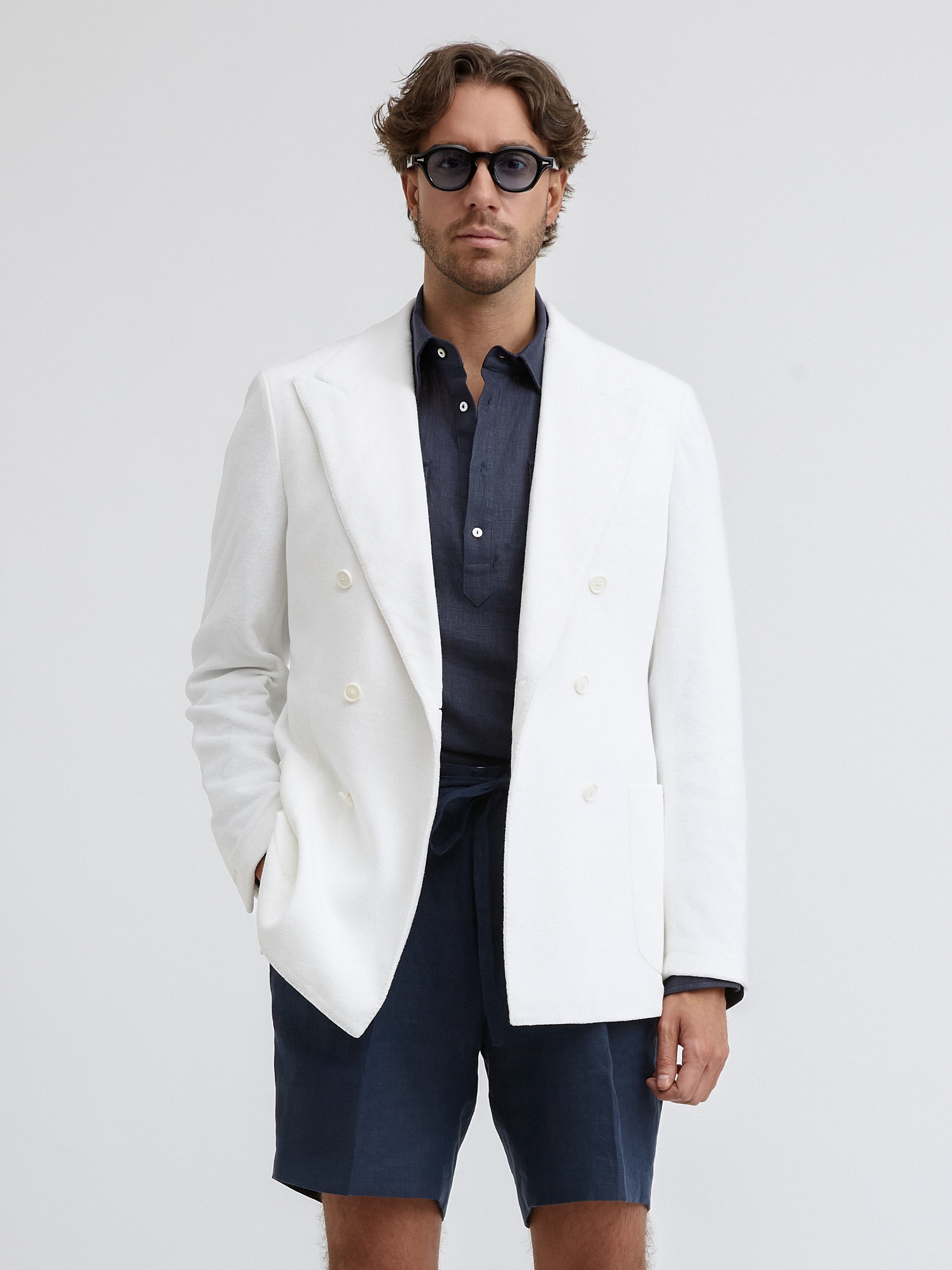 White Terry Towelling Jacket - Grand Le Mar