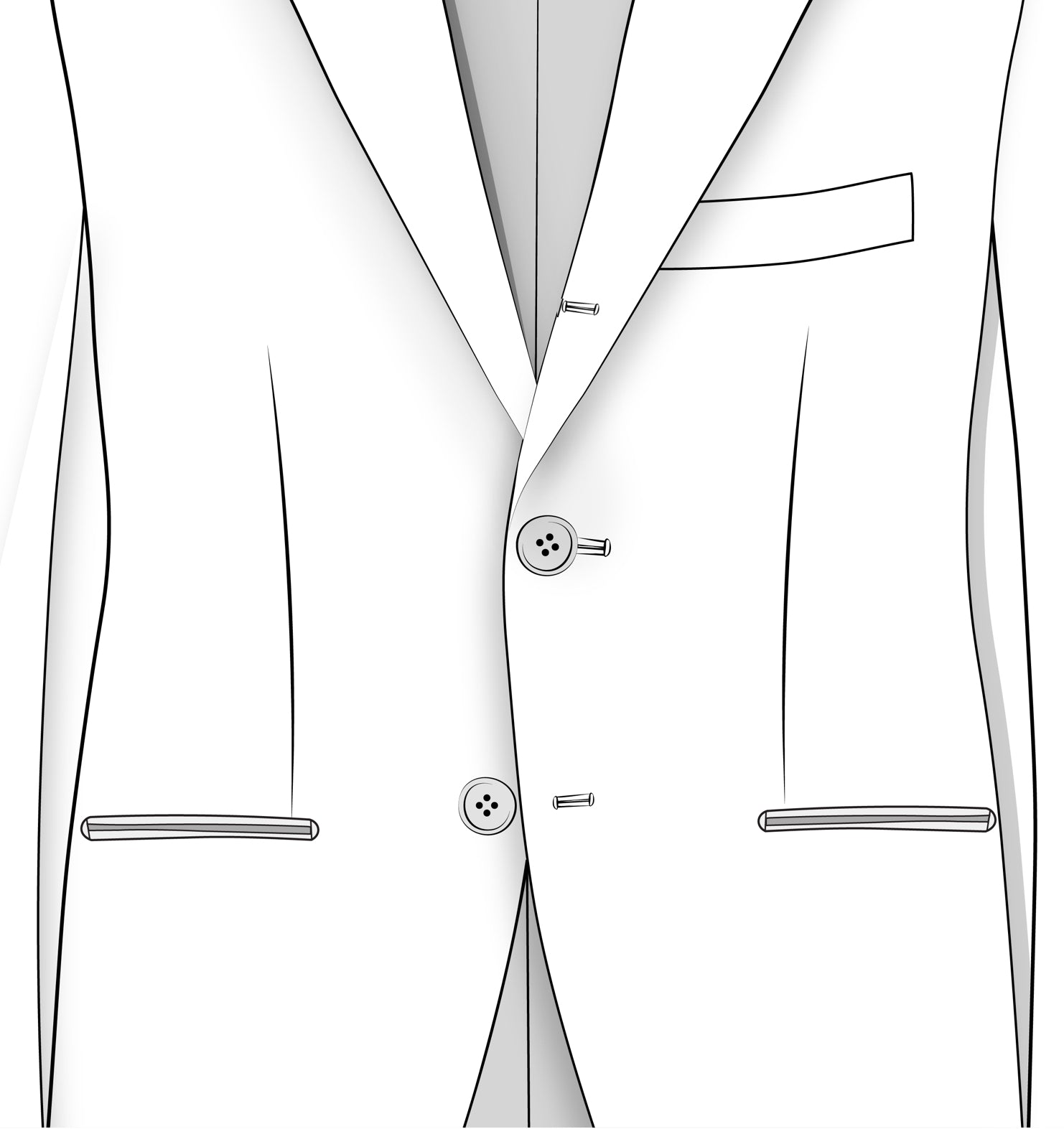 Single Breasted: 2.5 button