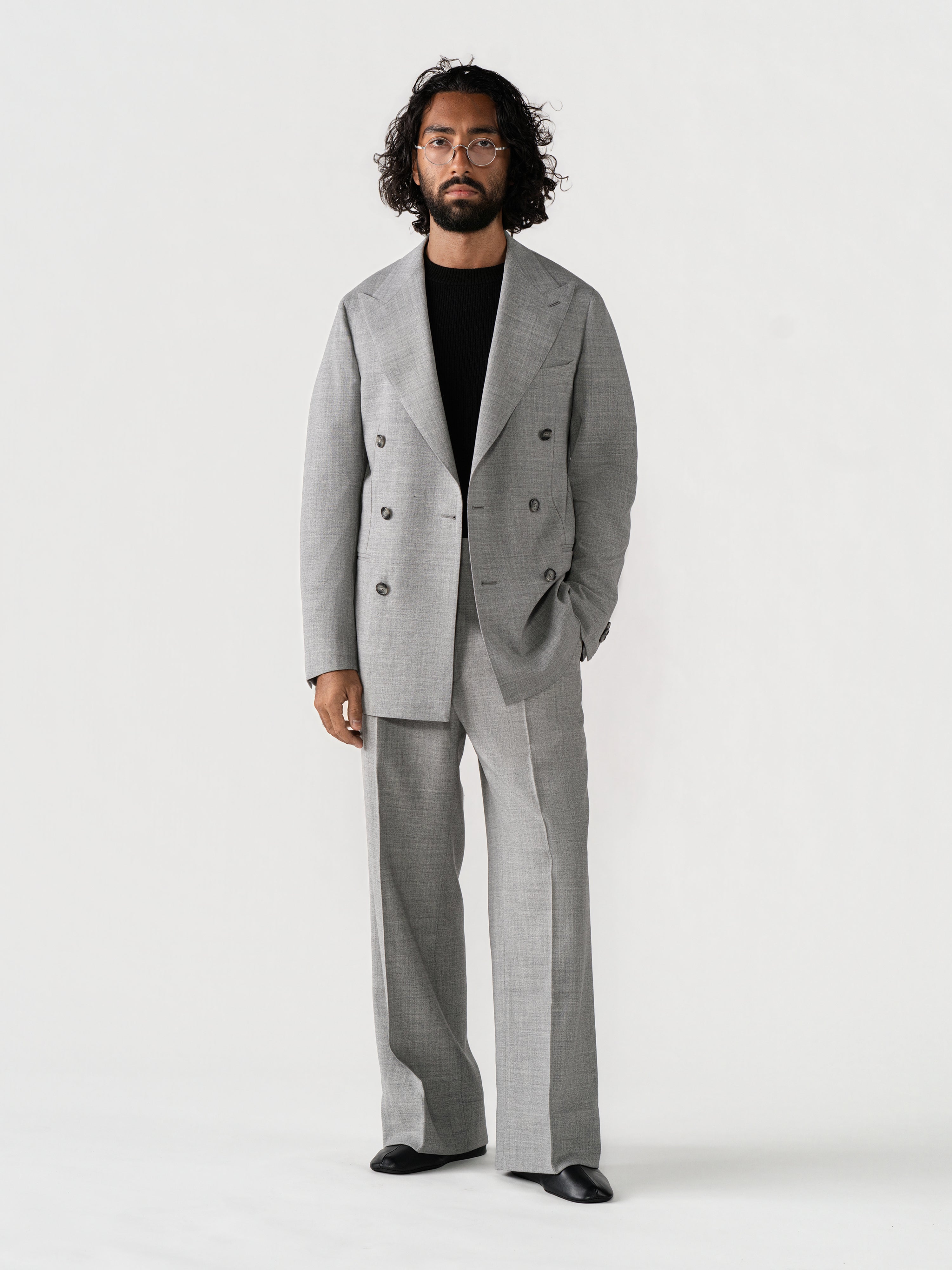 Light Grey High Twist Wool Suit (DB)