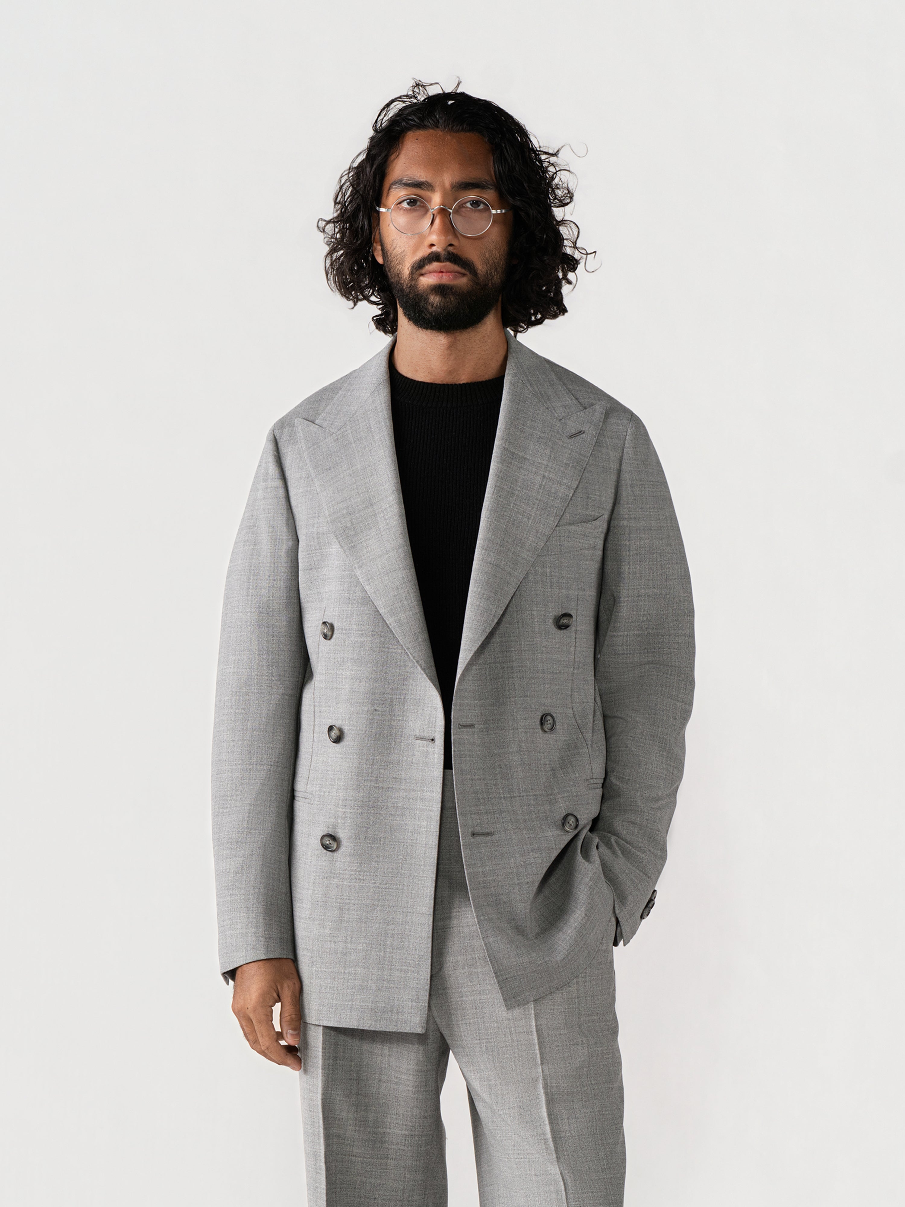Light Grey High Twist Wool Suit (DB)