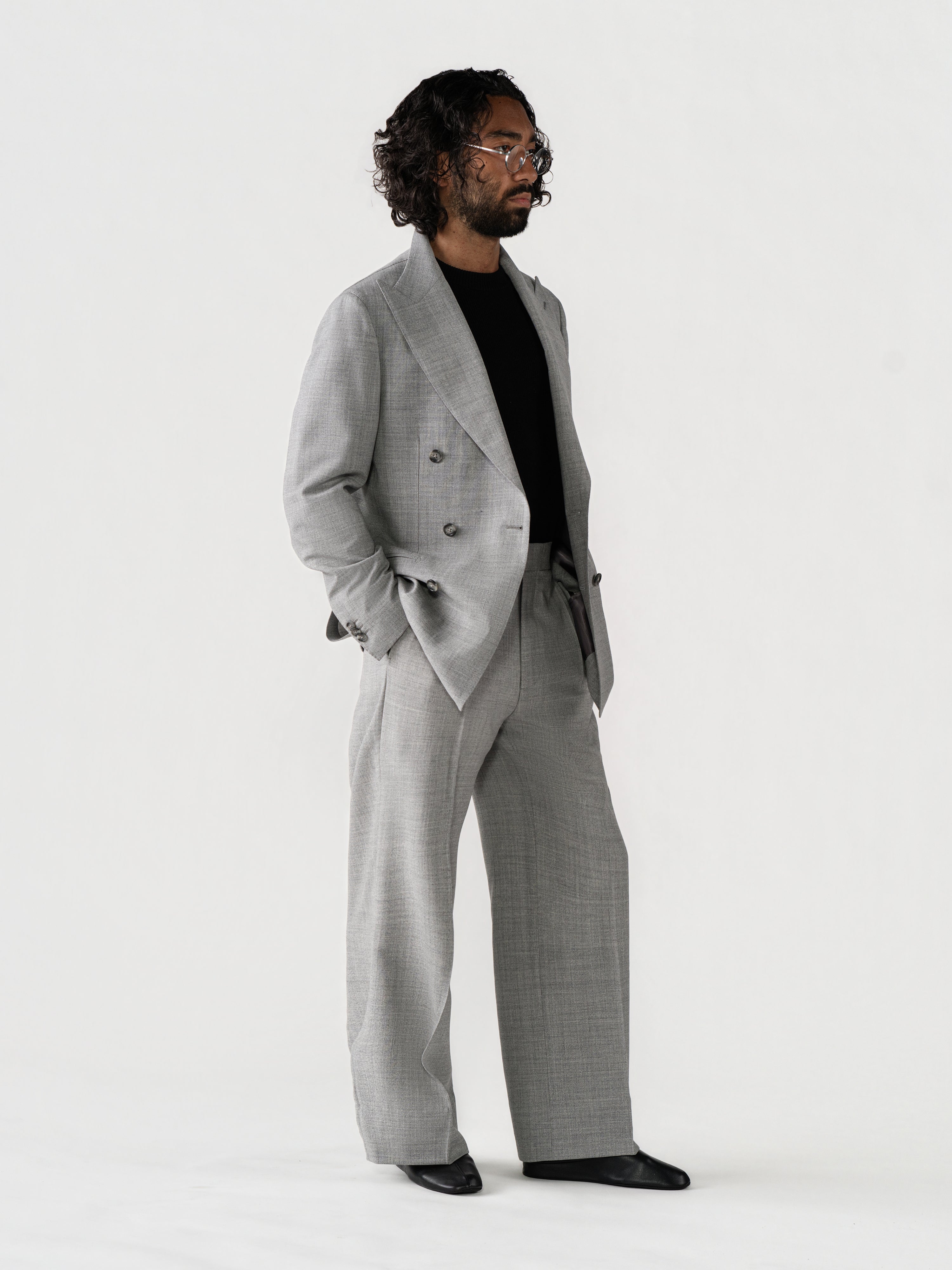 Light Grey High Twist Wool Suit (DB)