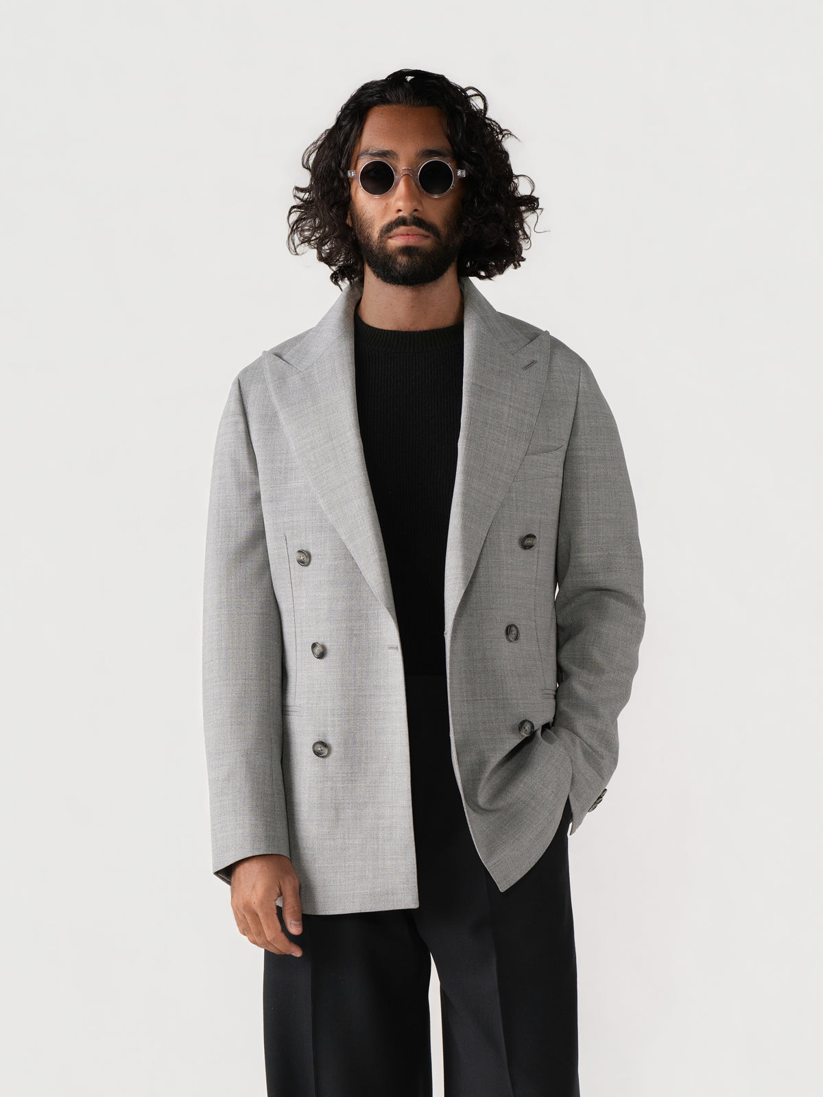 Light Grey High Twist Wool Jacket (DB)