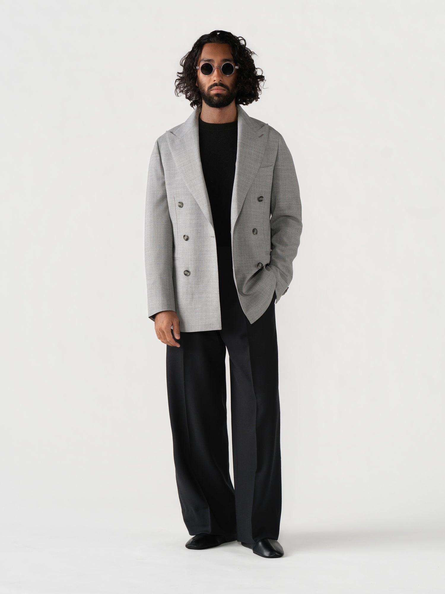 Light Grey High Twist Wool Jacket (DB)