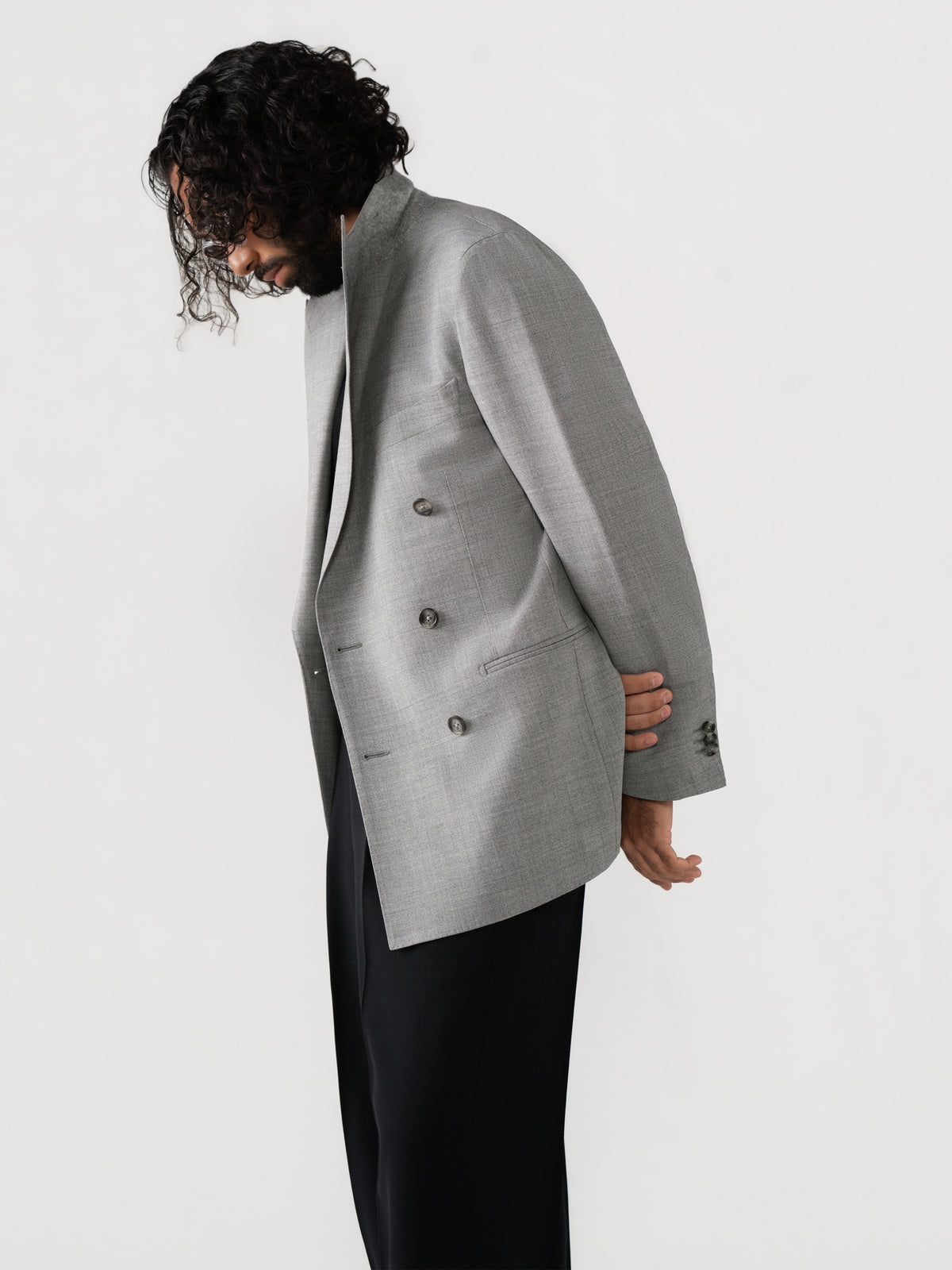 Light Grey High Twist Wool Jacket (DB)