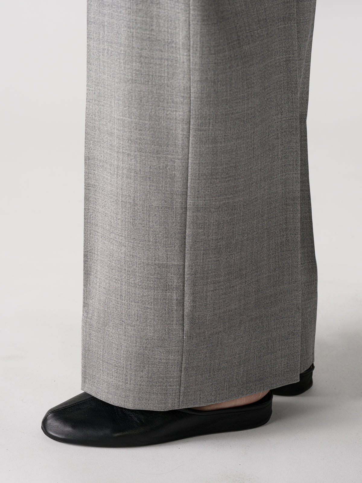 Light Grey High Twist Wool Trousers (Extra Wide Fit)