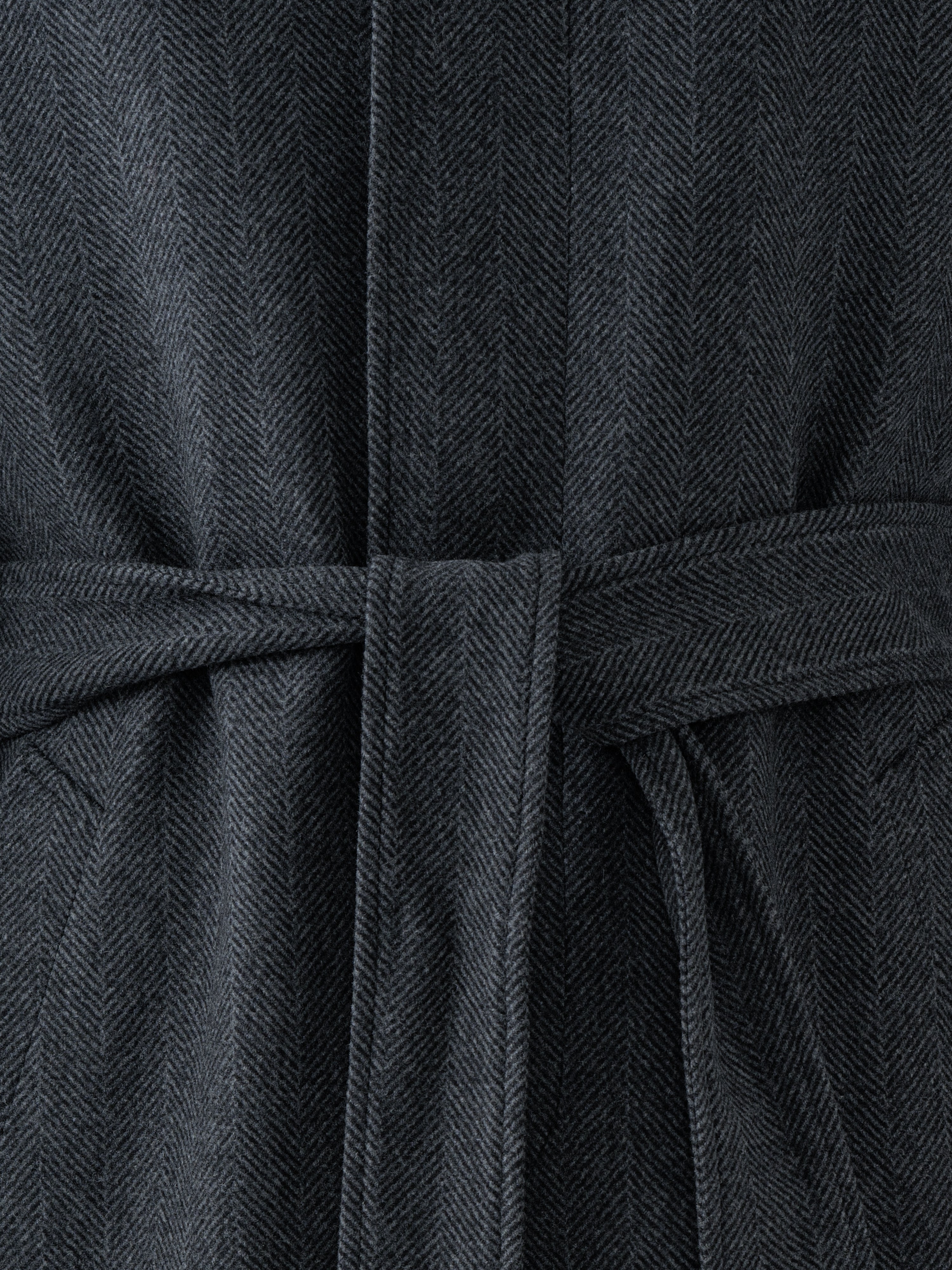 Charcoal Herringbone Wool Cashmere Raglan Coat