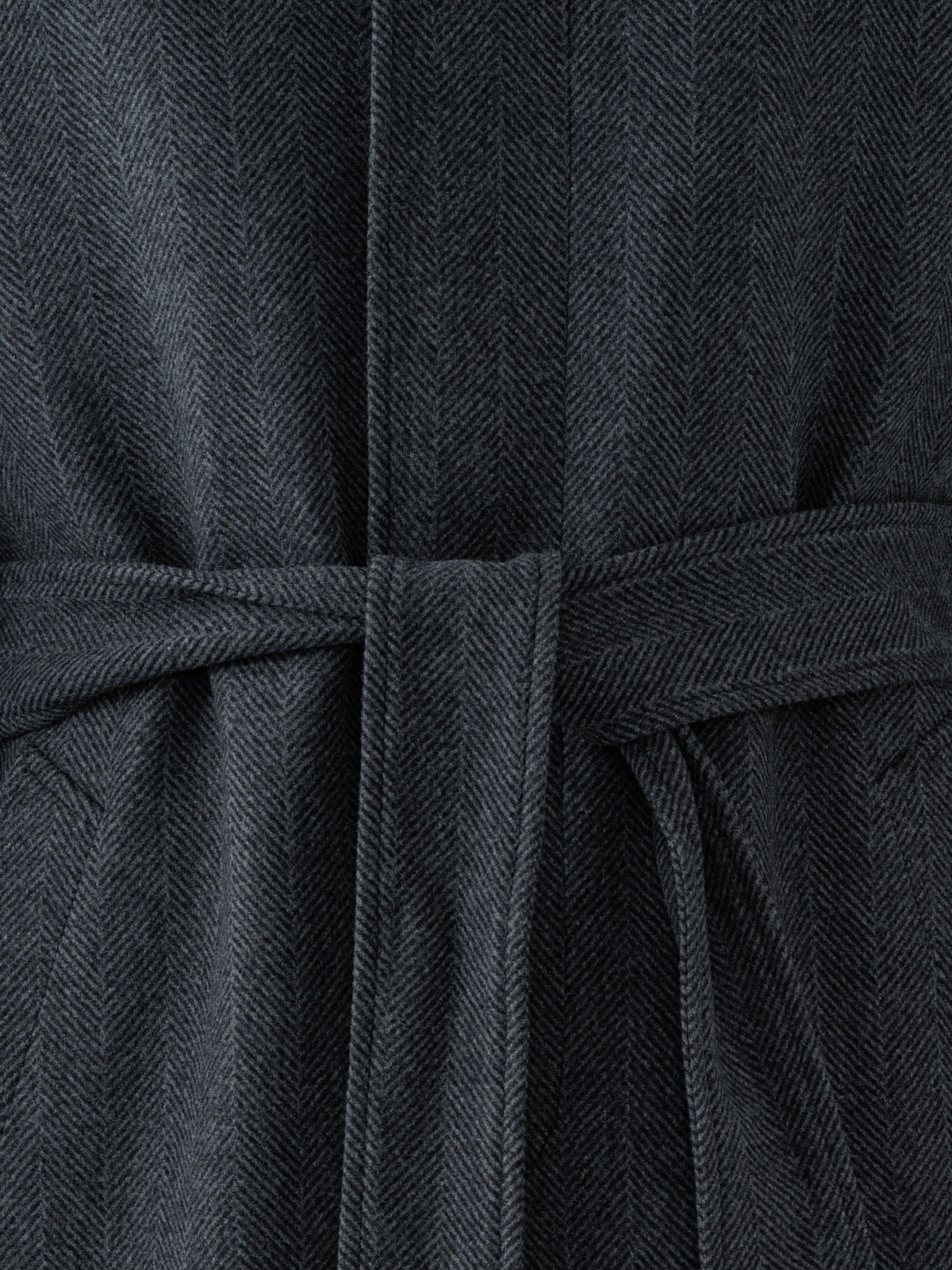 Charcoal Herringbone Wool Cashmere Raglan Coat
