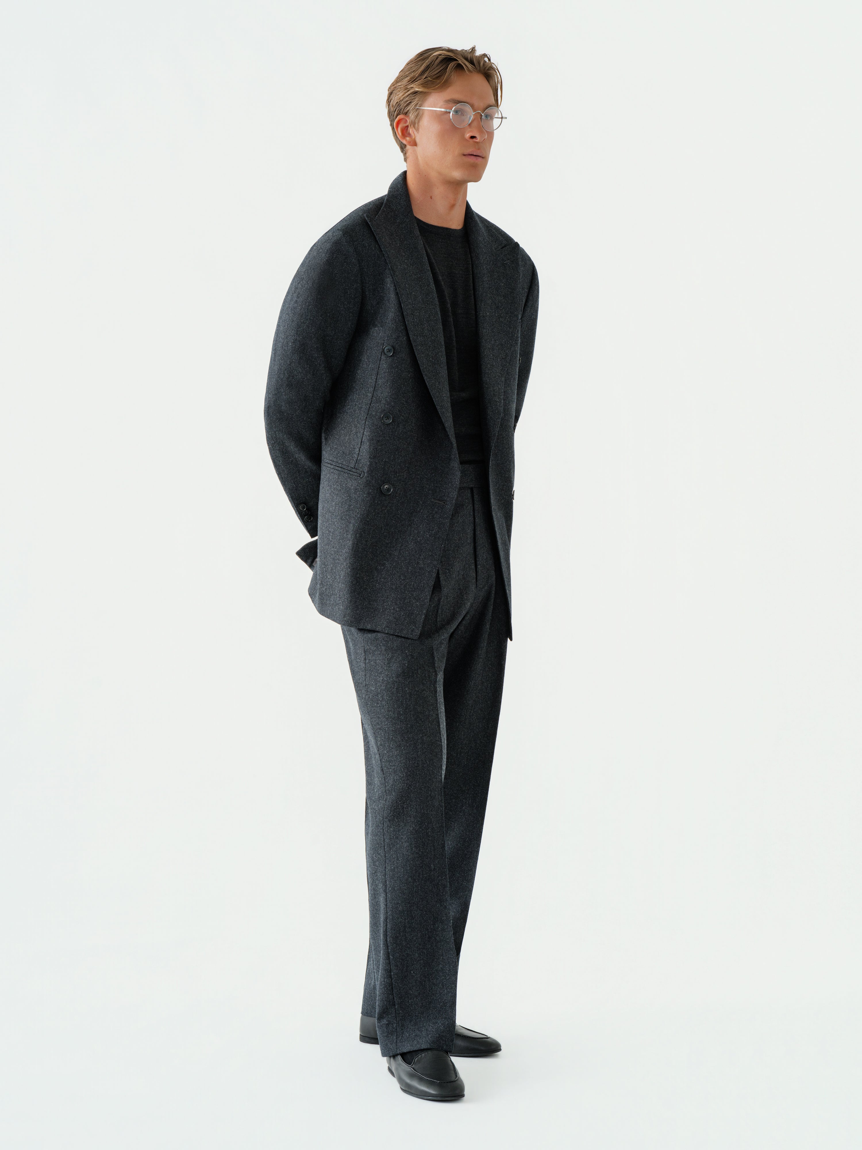Charcoal Flannel Wool Suit (DB)