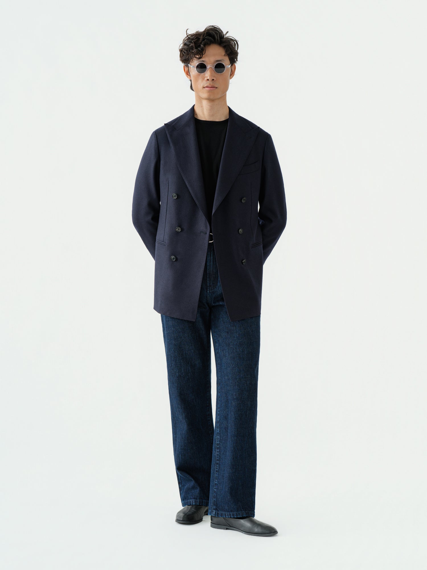 Navy Flannel Wool Jacket (DB)