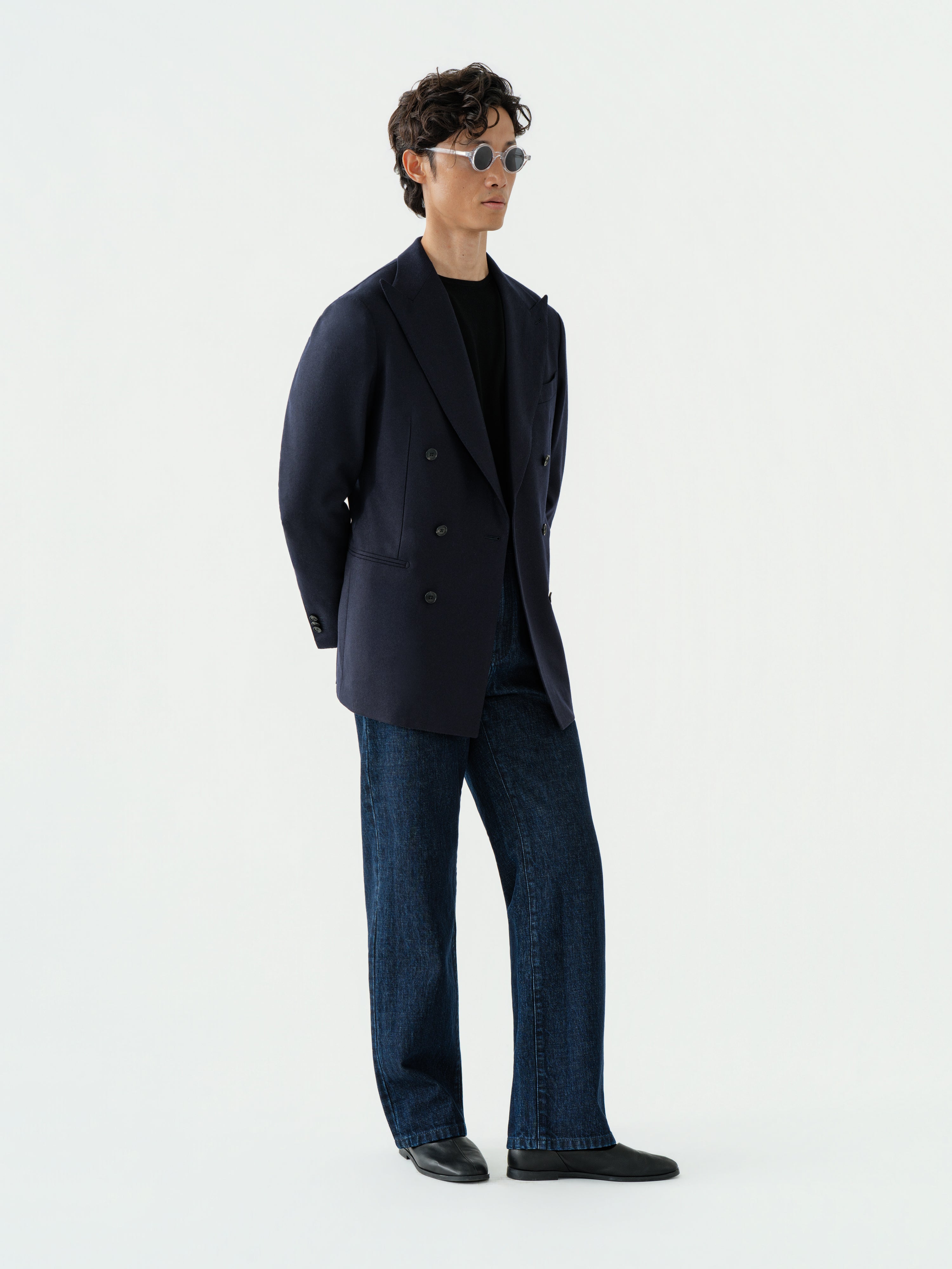 Navy Flannel Wool Jacket (DB)