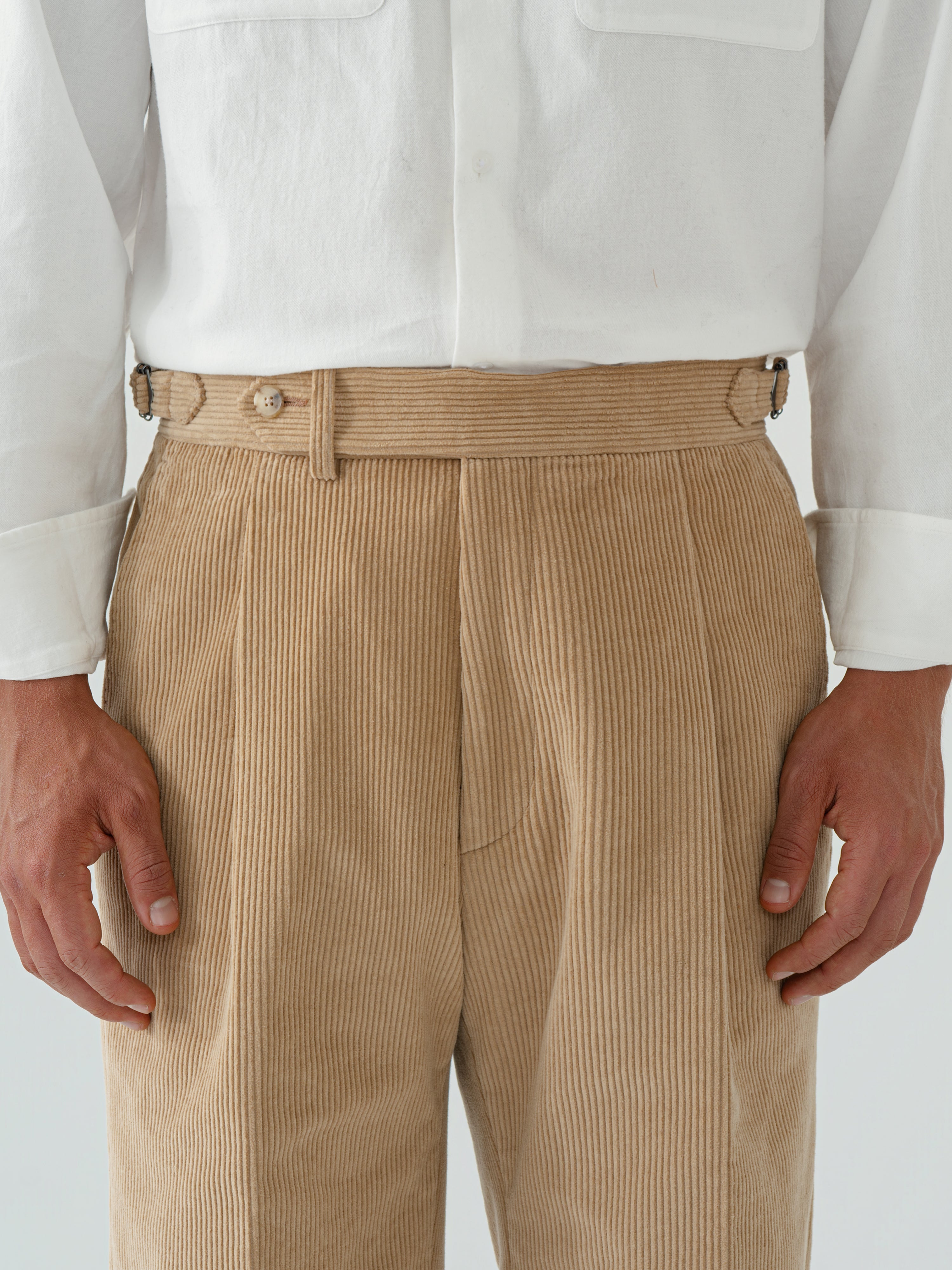 Fawn Cotton Corduroy Trousers (Extra Wide Fit)