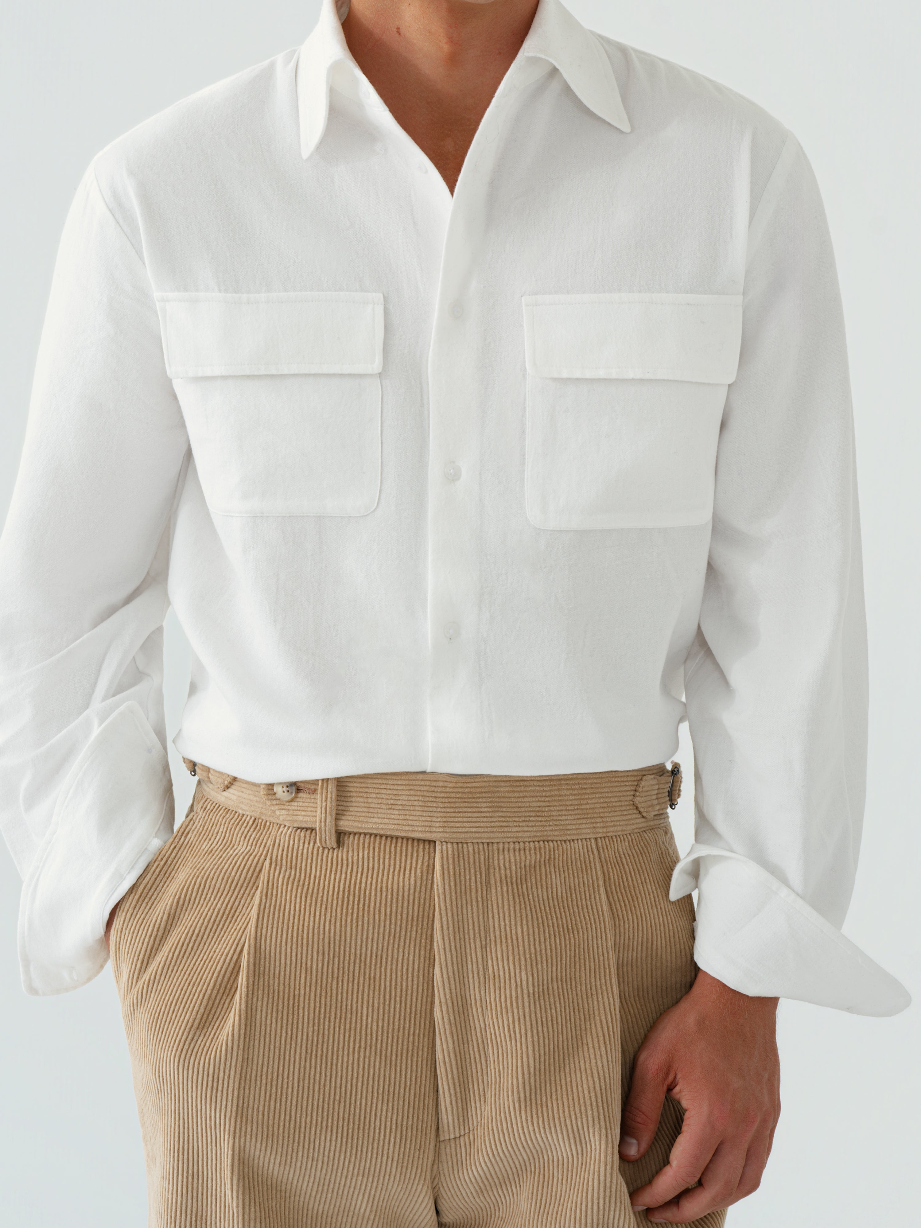 Ivory Cotton Flannel Shirt