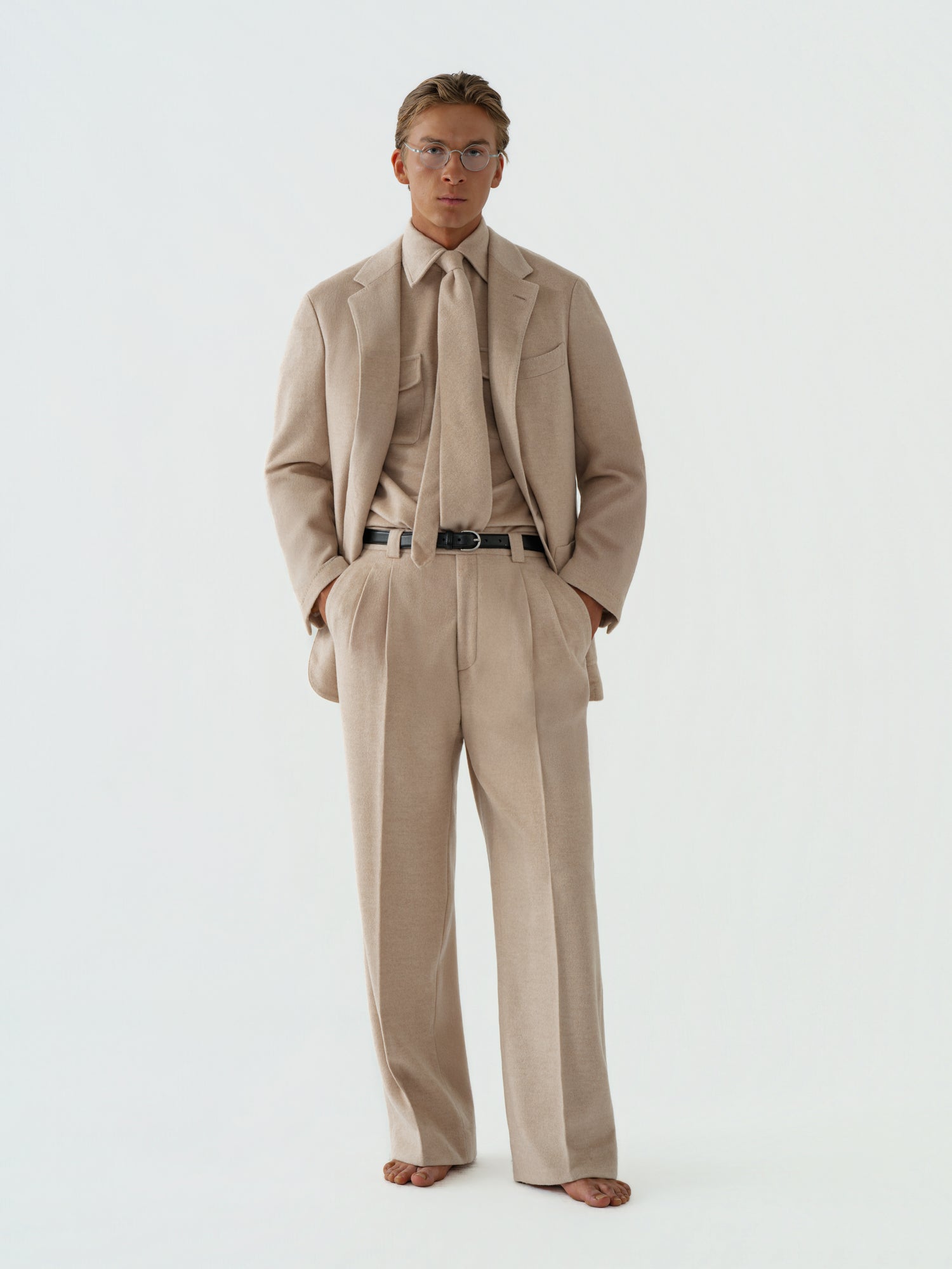 Cream Wool Cashmere Silk Suit (Casual Fit)