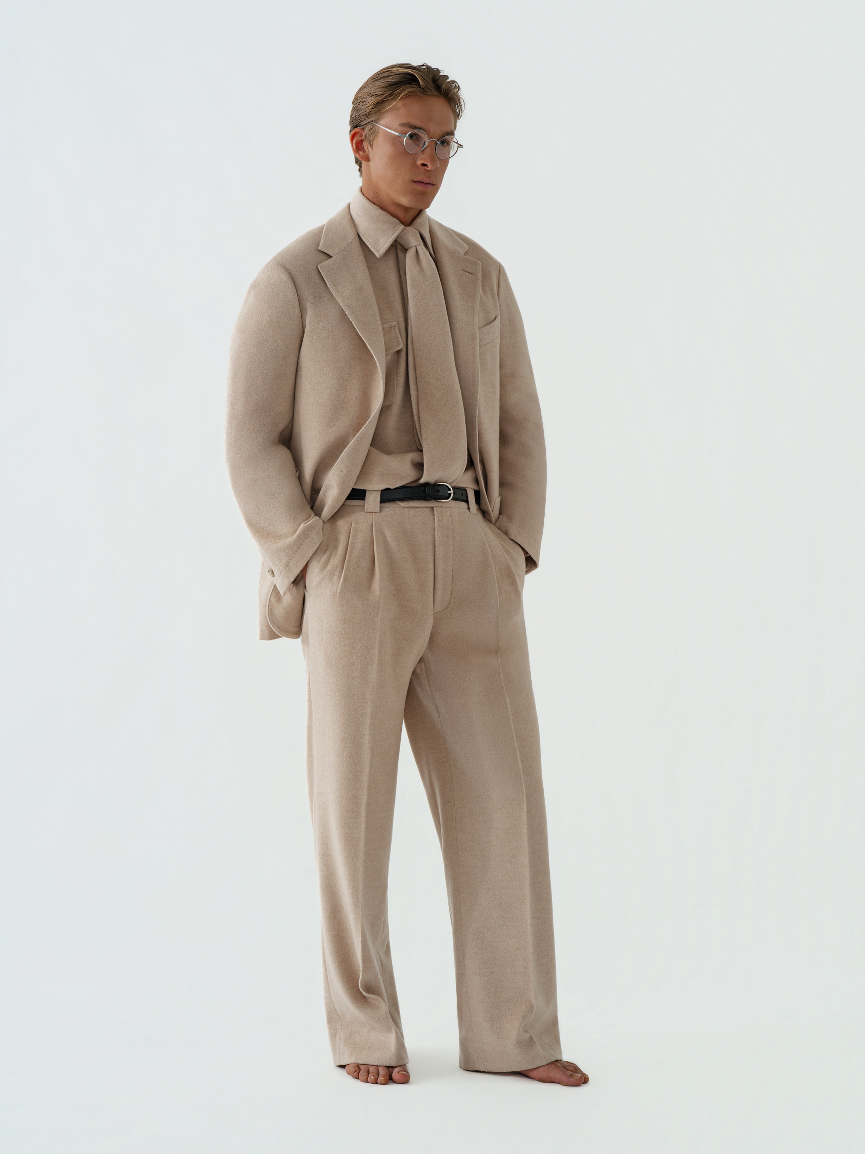 Cream Wool Cashmere Silk Suit (Casual Fit)