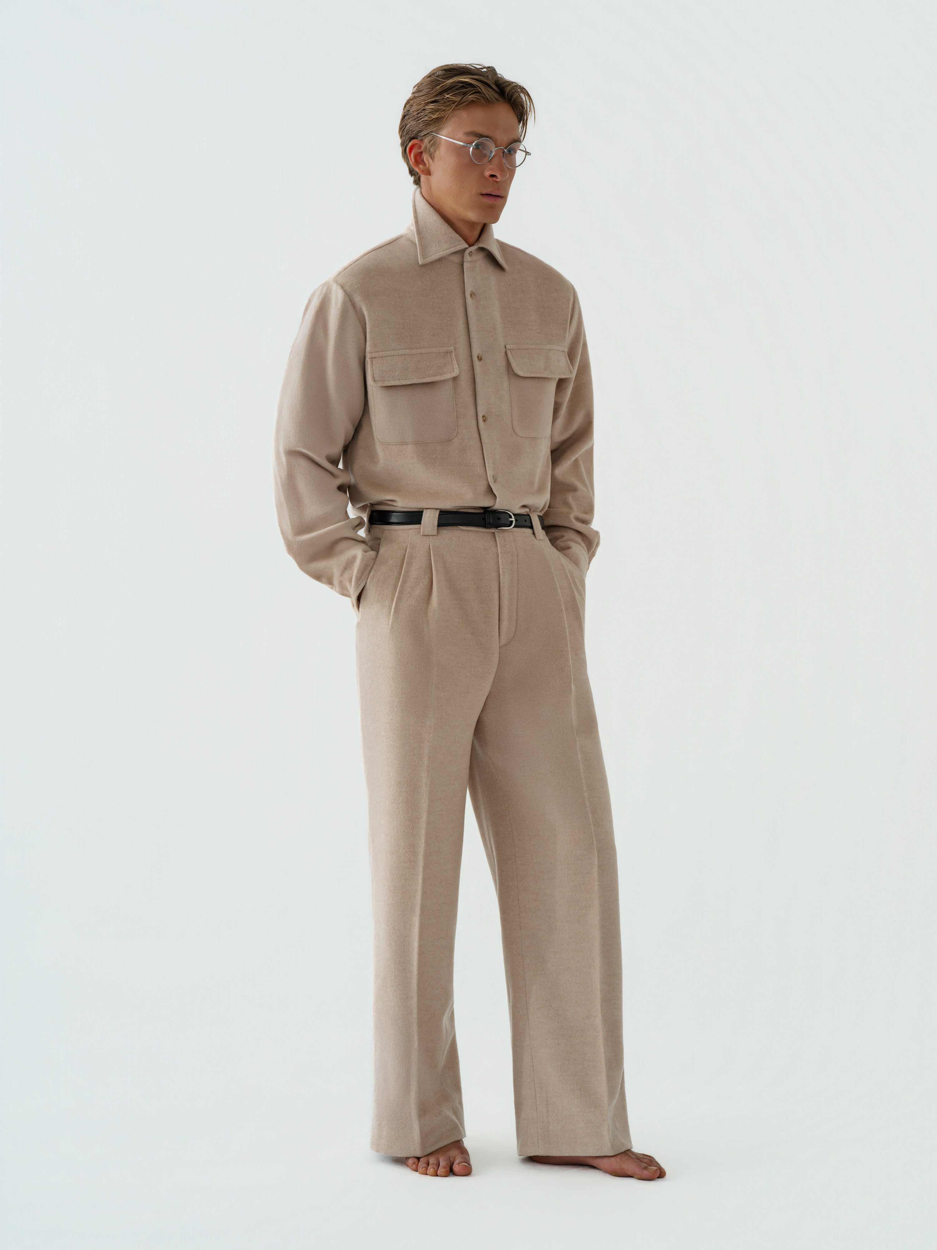 Cream Wool Cashmere Silk Suit (Casual Fit)