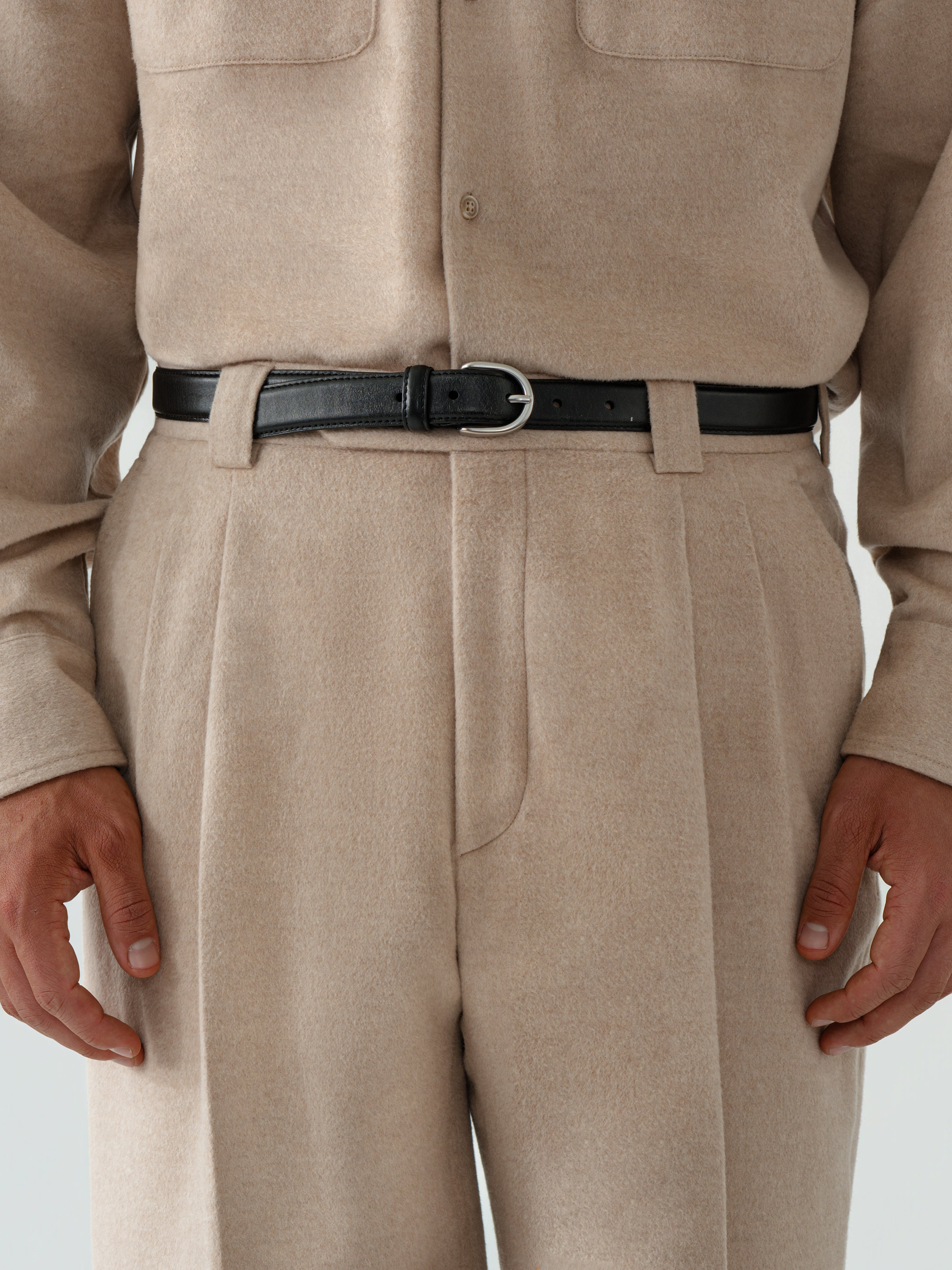 Cream Wool Cashmere Silk Trousers (Extra Wide Fit)