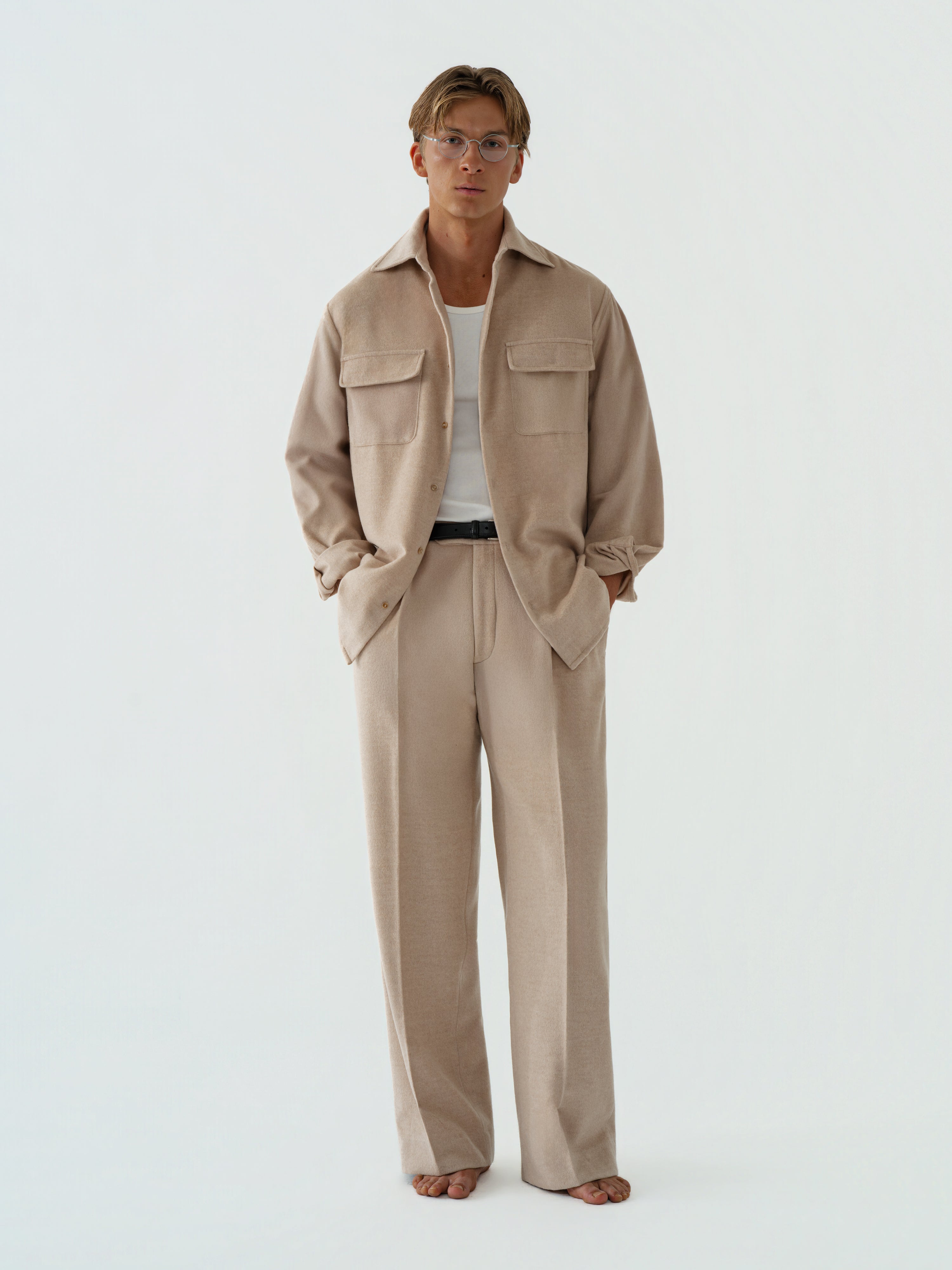 Cream Wool Cashmere Silk Shirt