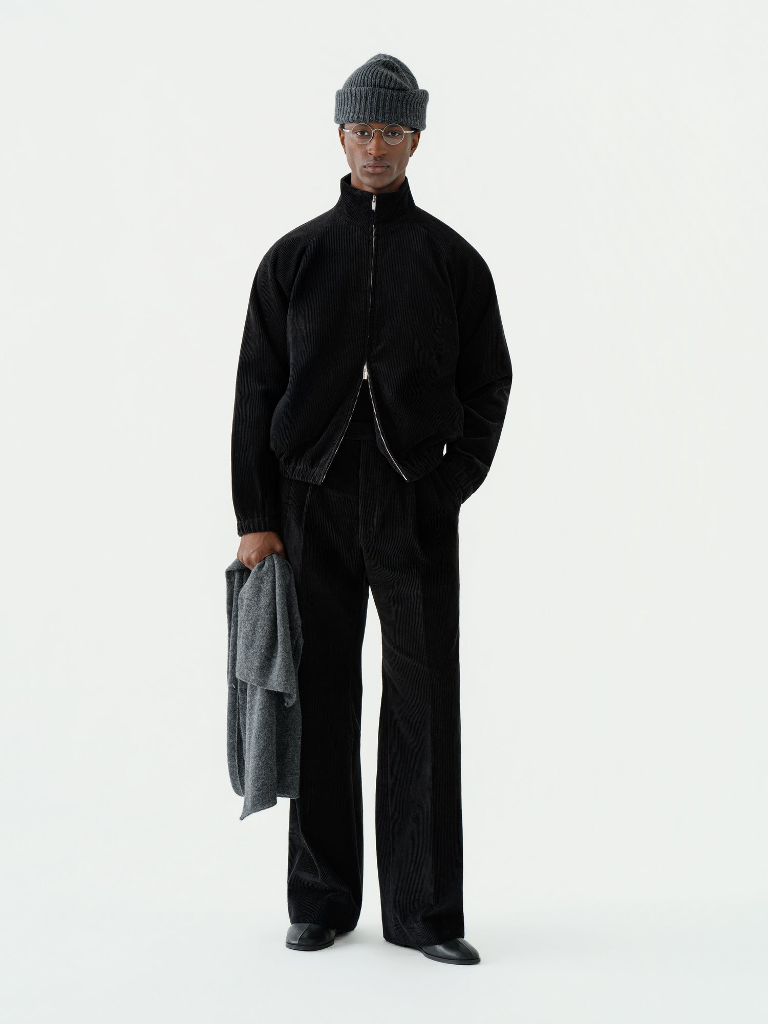 Black Corduroy Bomber Jacket