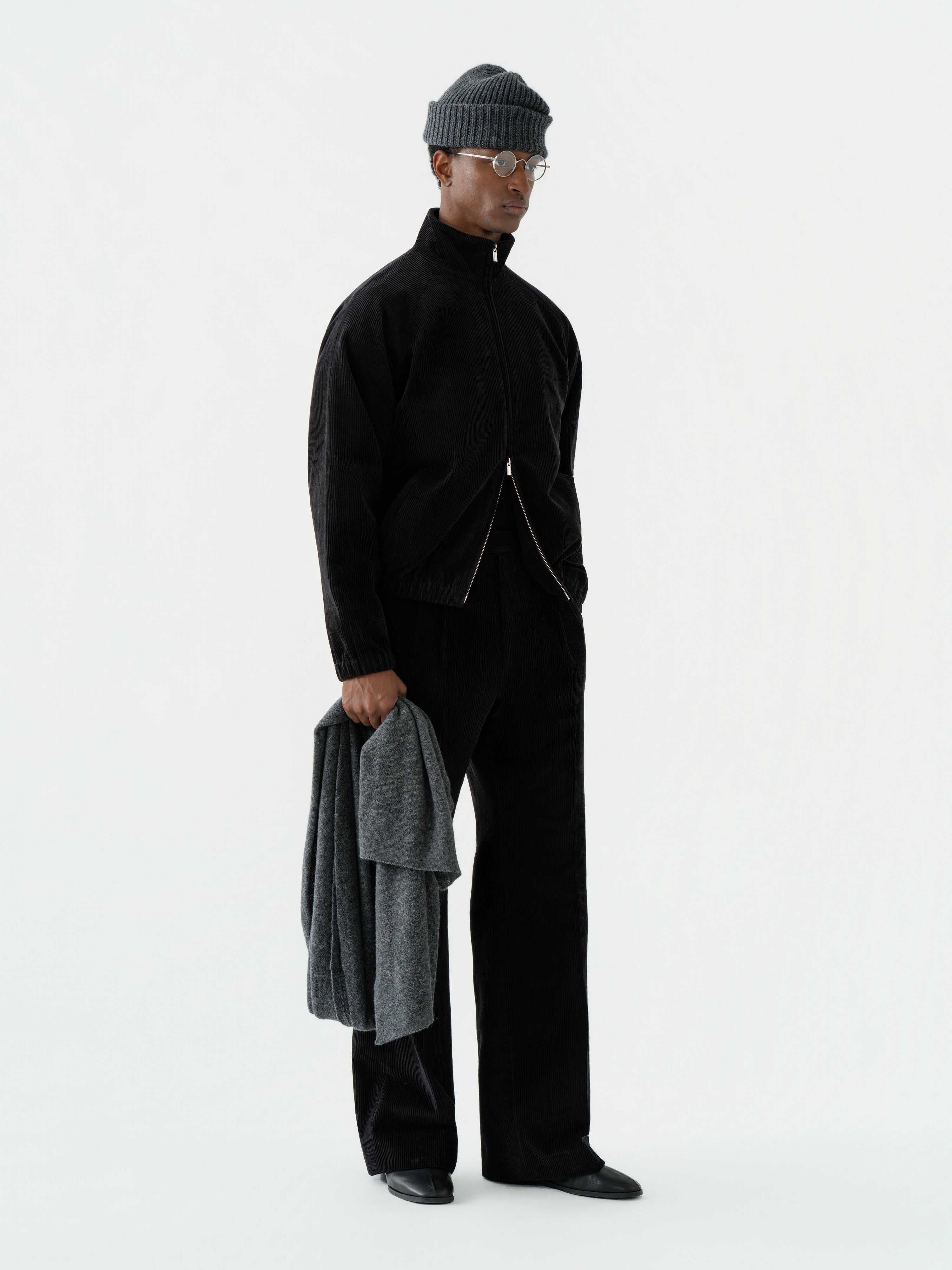 Black Corduroy Bomber Jacket