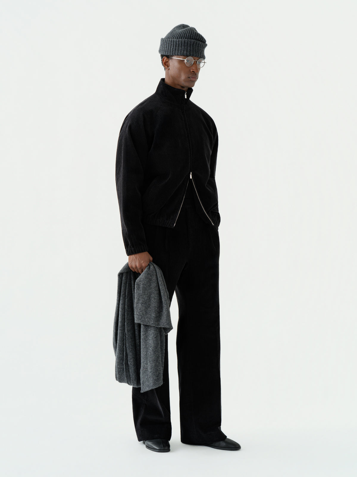 Black Corduroy Bomber Jacket