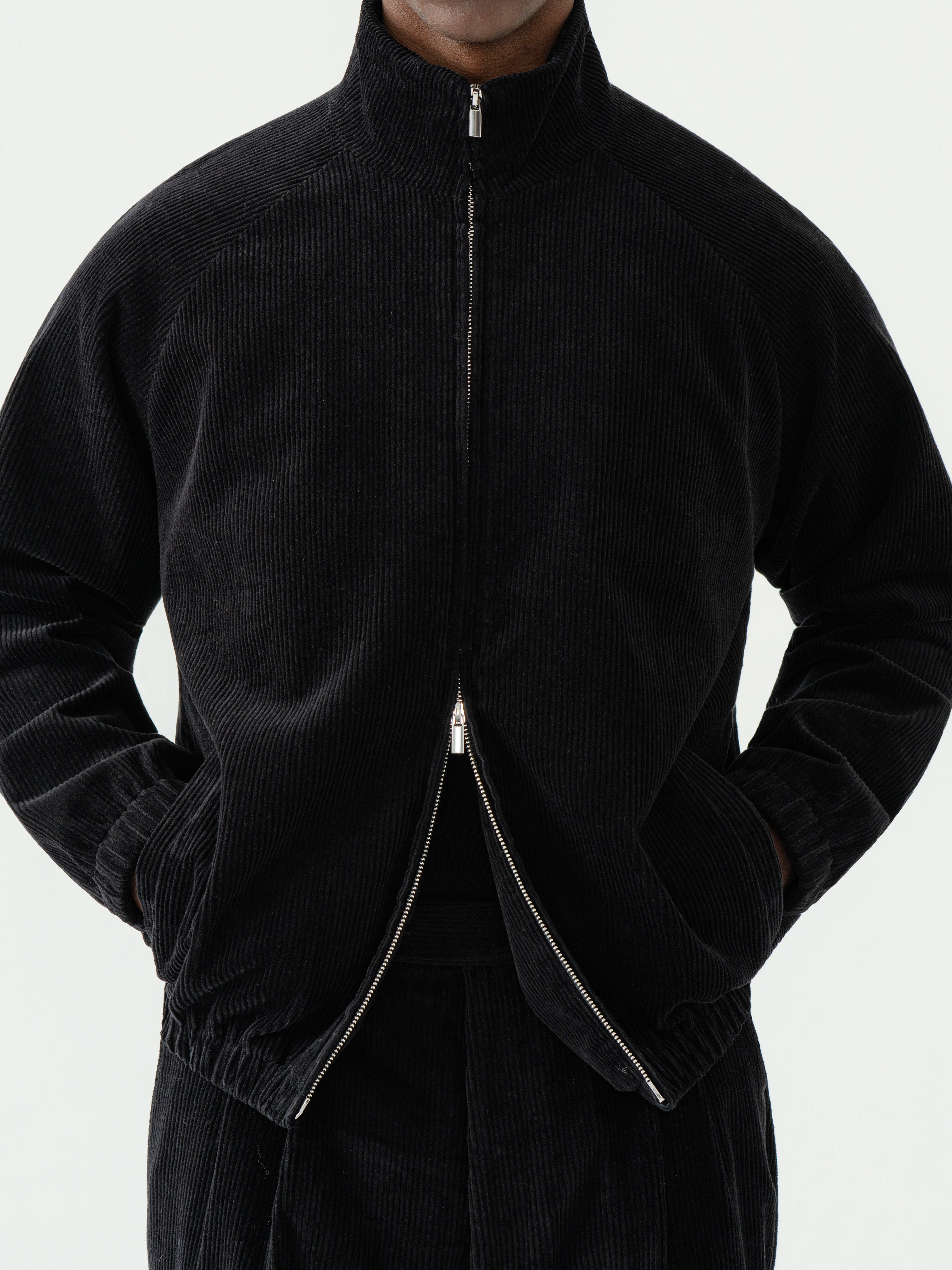 Black Corduroy Bomber Jacket