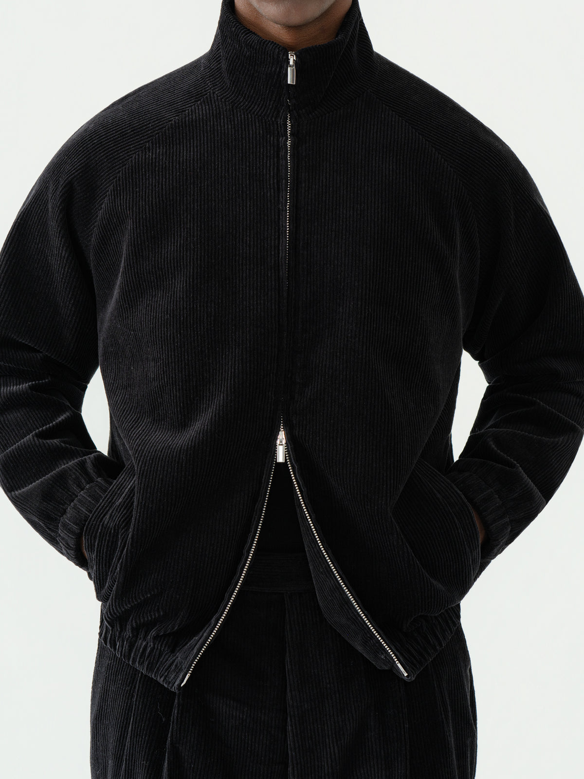 Black Corduroy Bomber Jacket