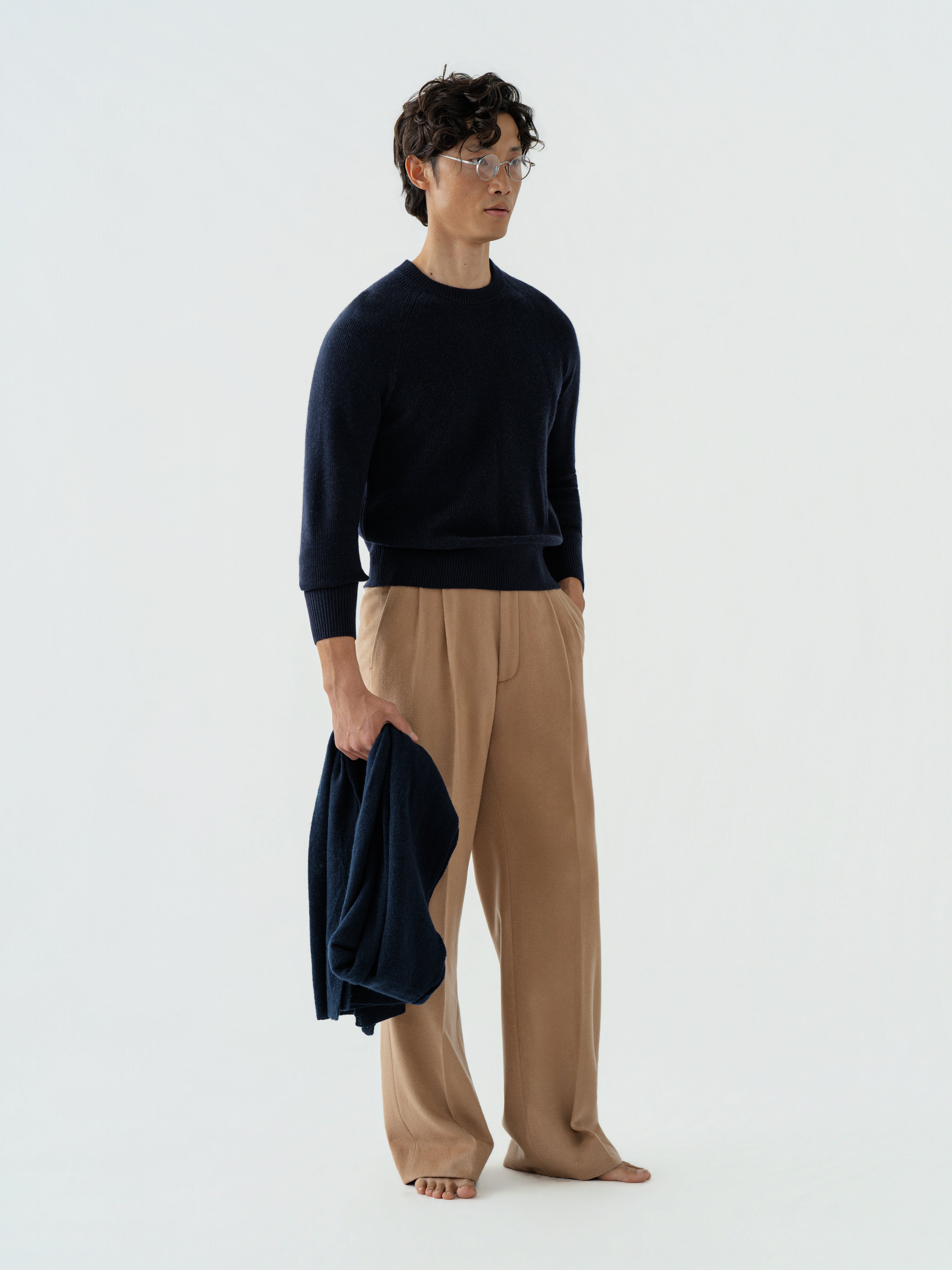 Navy Wool Cashmere Crewneck