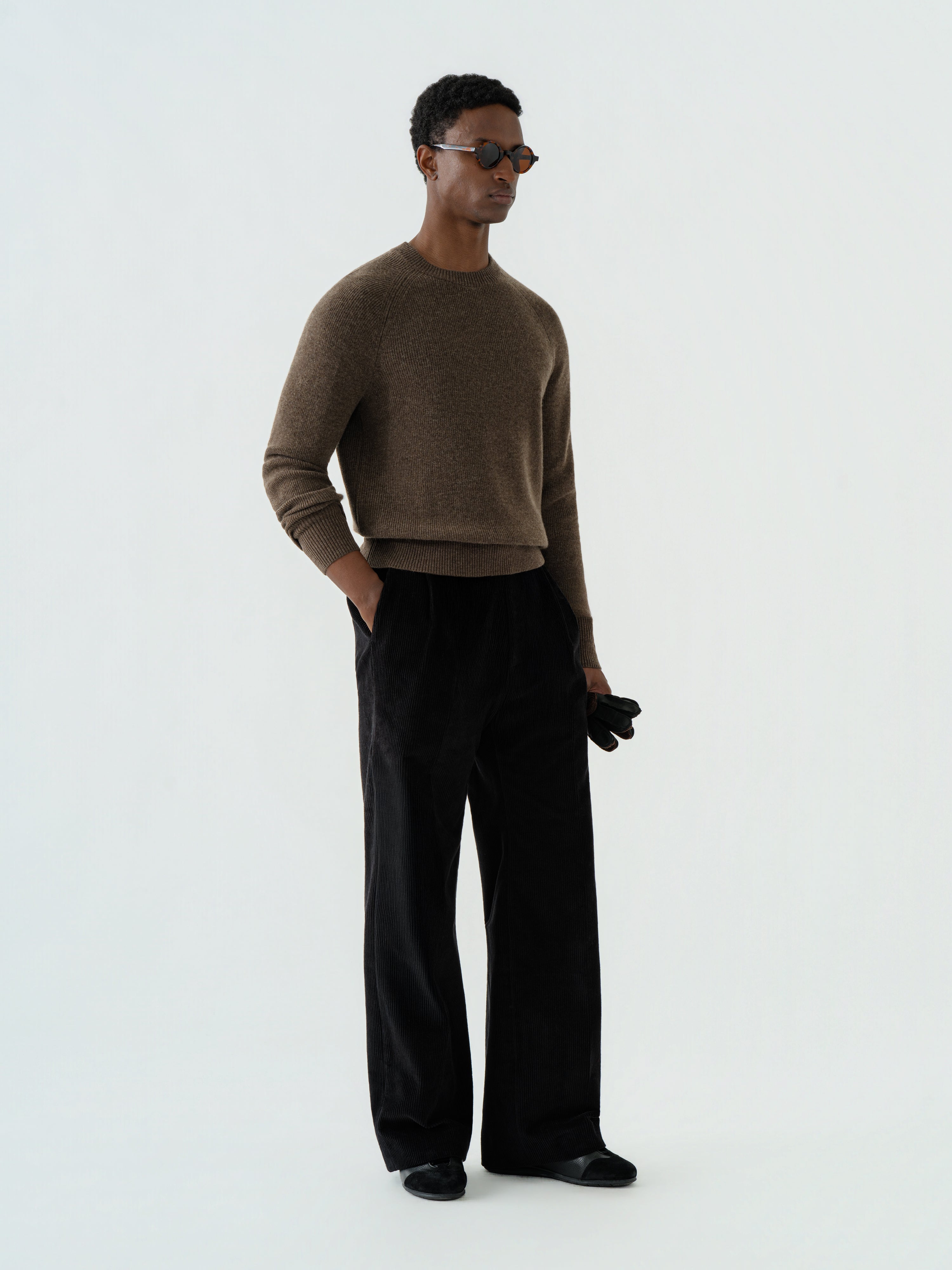 Brown Wool Cashmere Crewneck