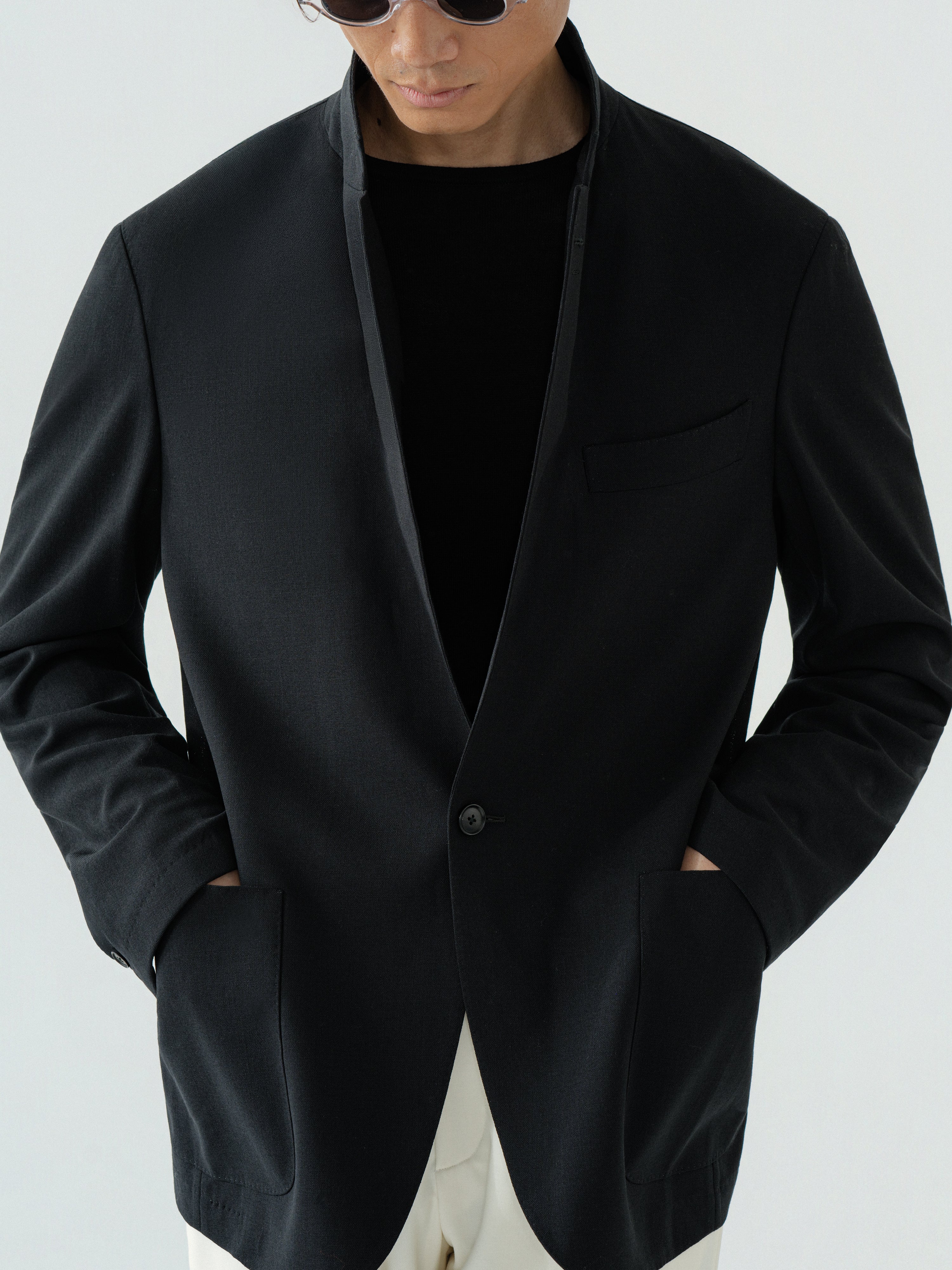 Black Heavyweight High Twist Jacket (Casual Fit)