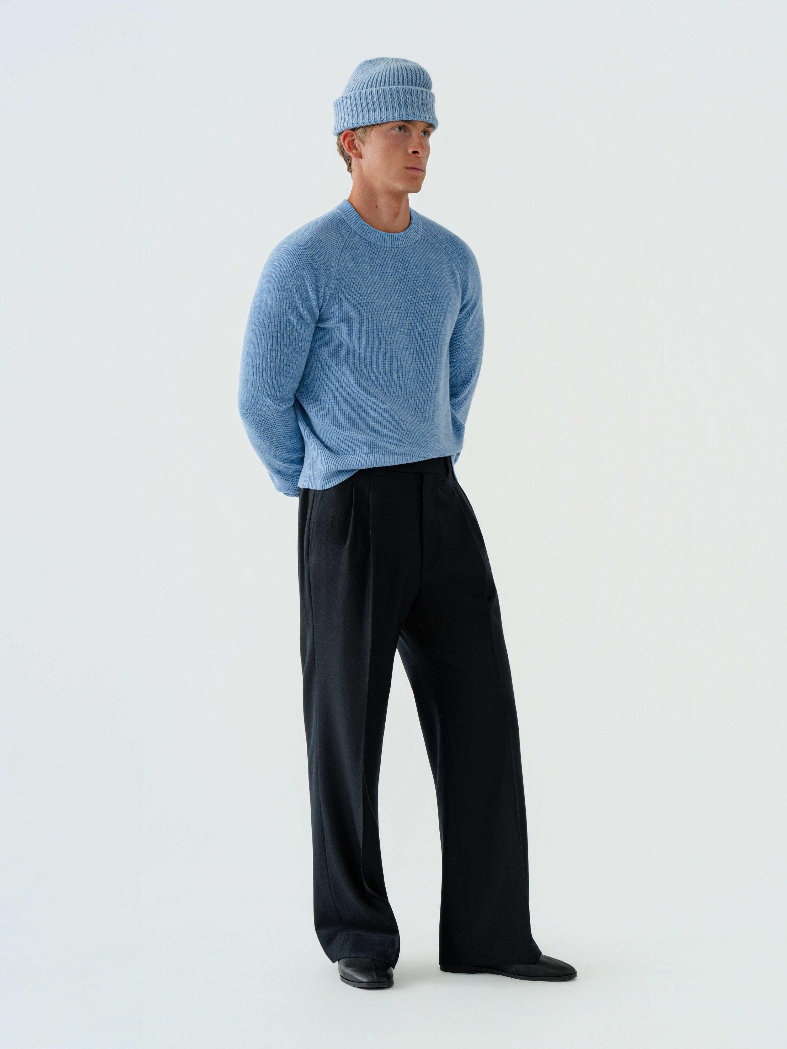 Denim Wool Cashmere Crewneck