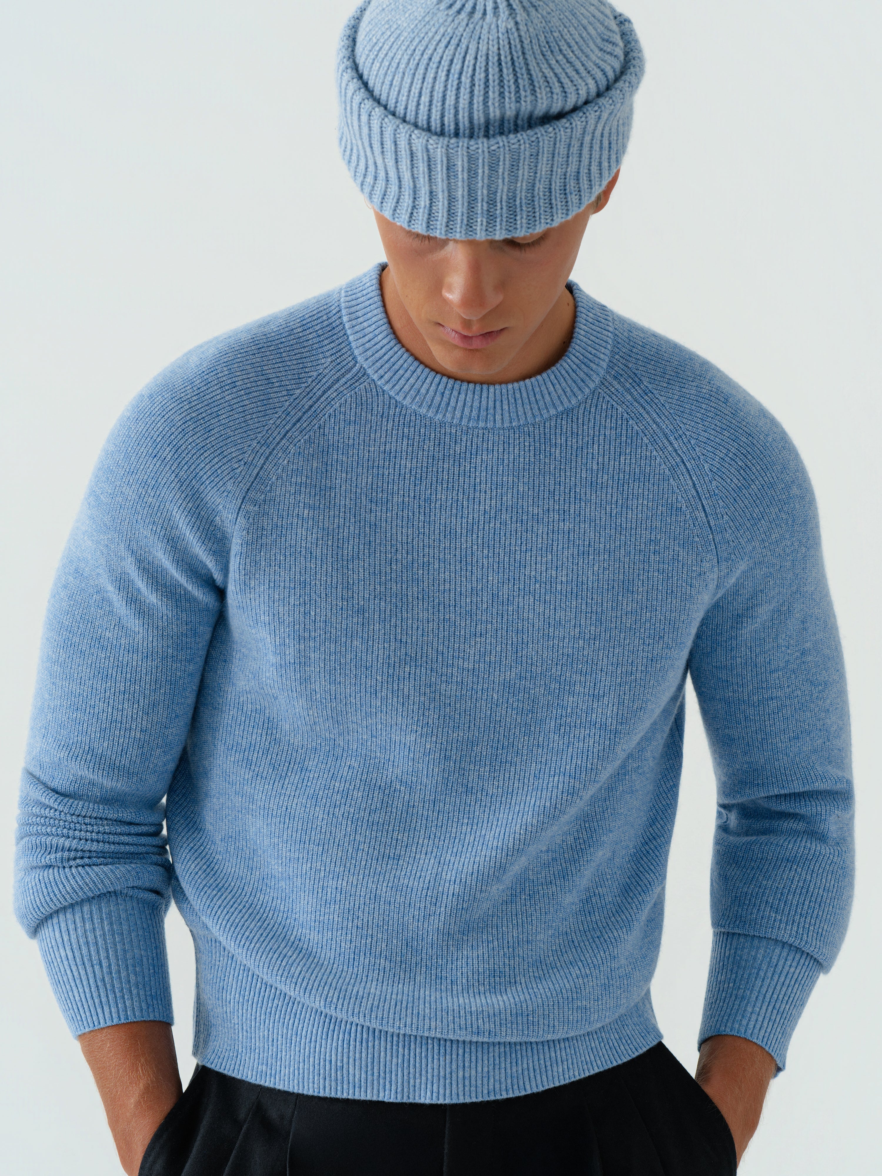 Denim Wool Cashmere Crewneck