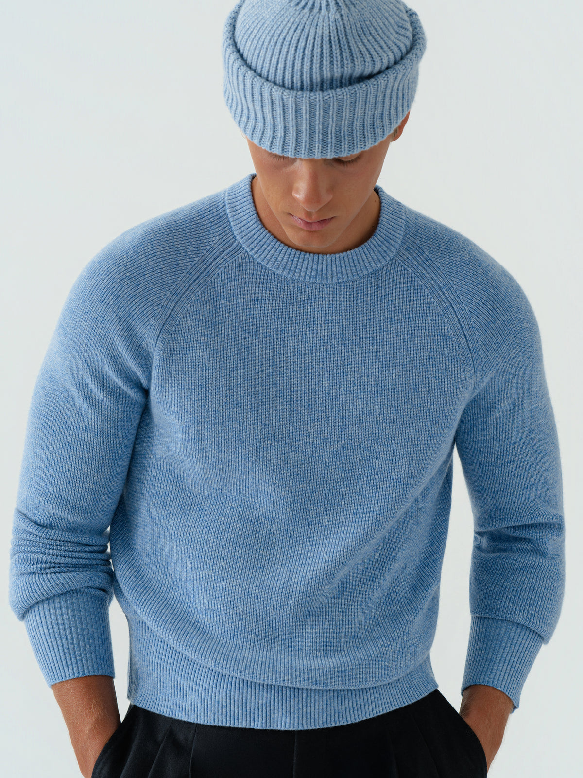 Denim Wool Cashmere Crewneck
