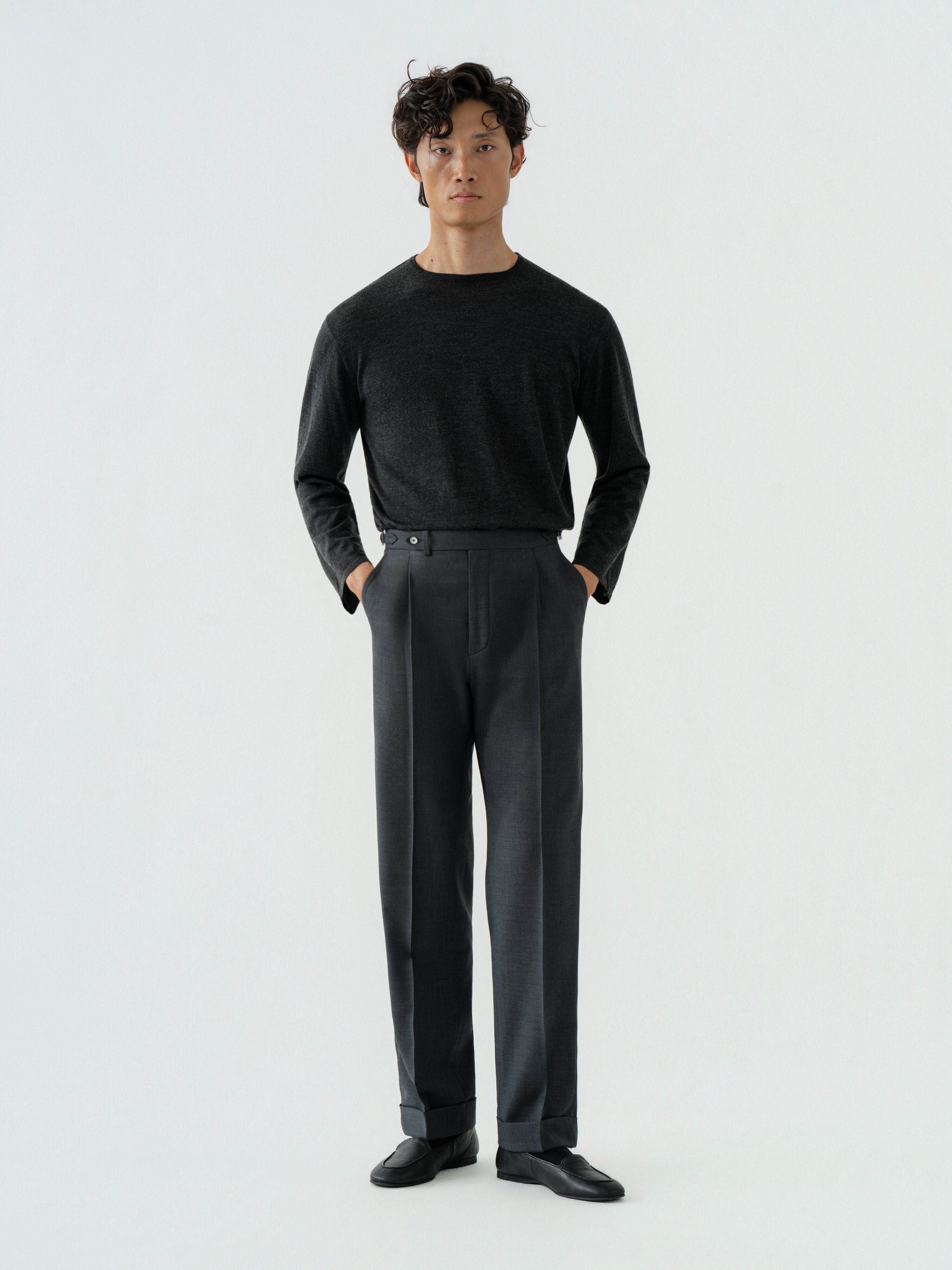 Dark Grey Wool Trousers (Straight Fit)
